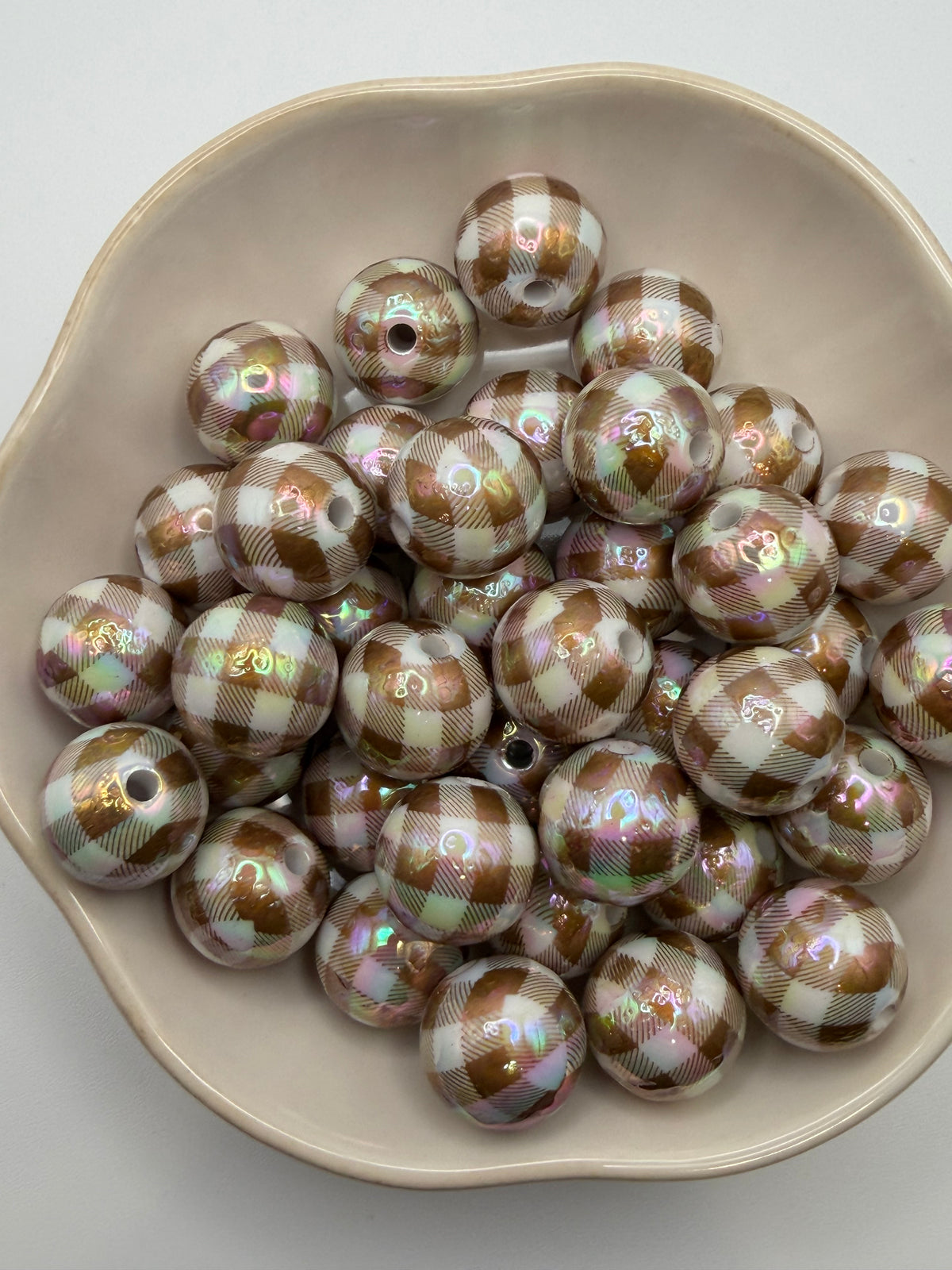 Brown Plaid Beads