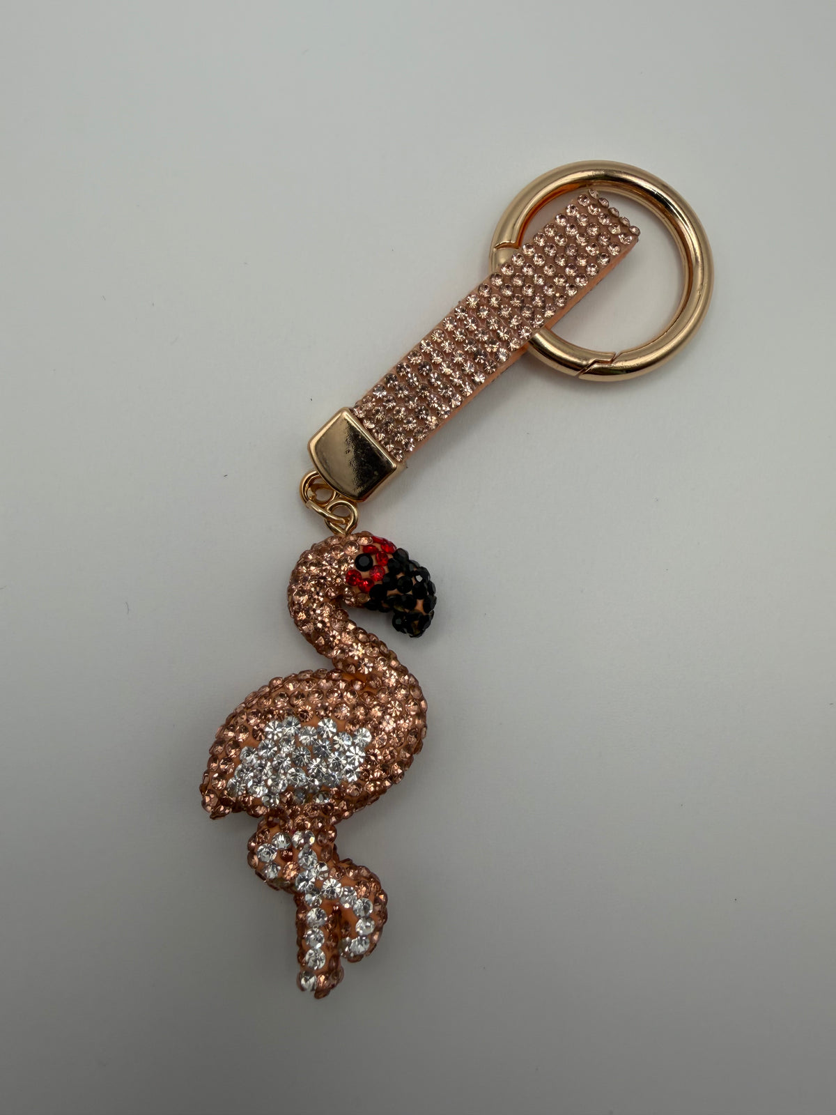 Rhinestone Flamingo Keychain