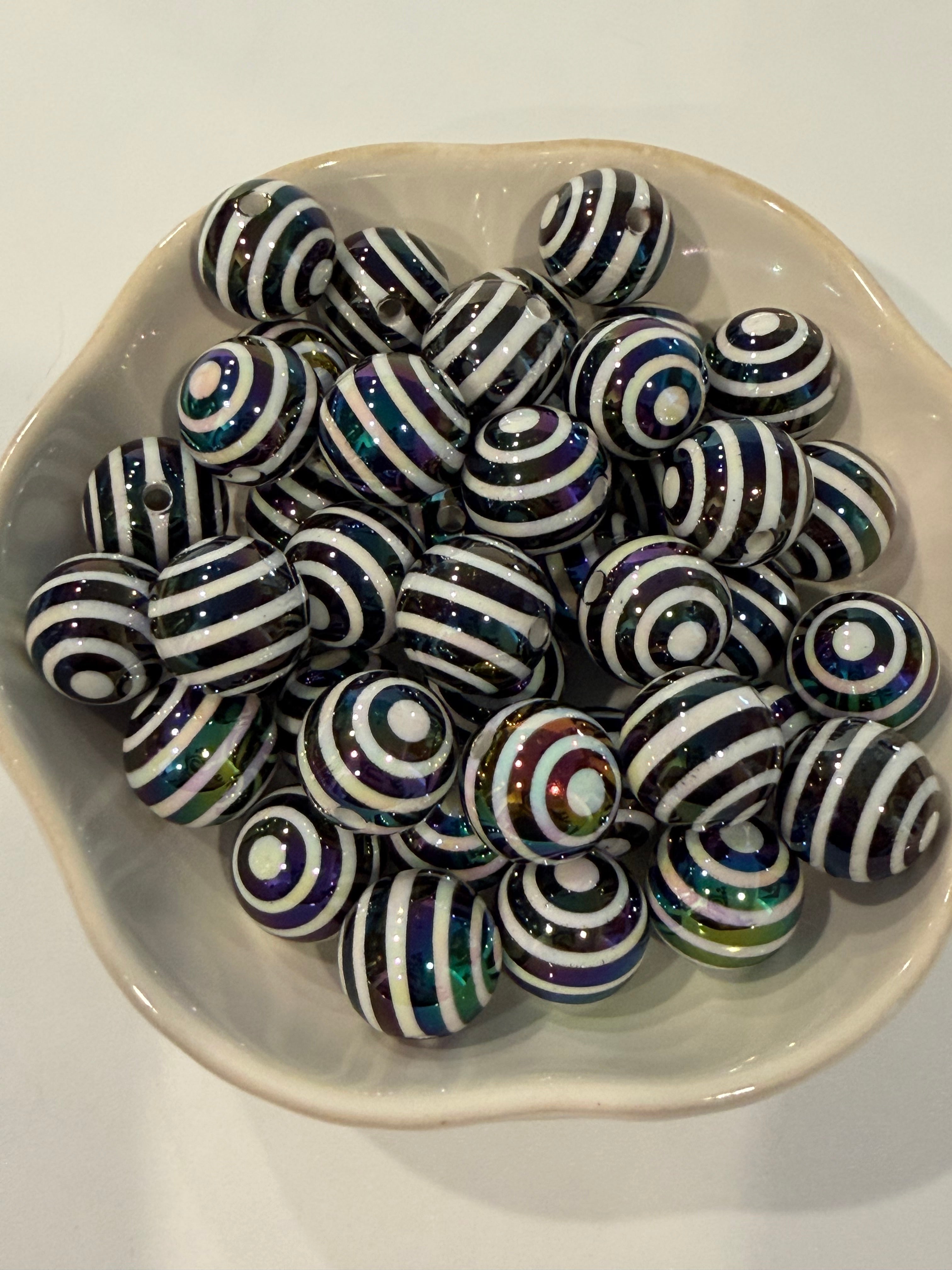 Black and White Striped Beads