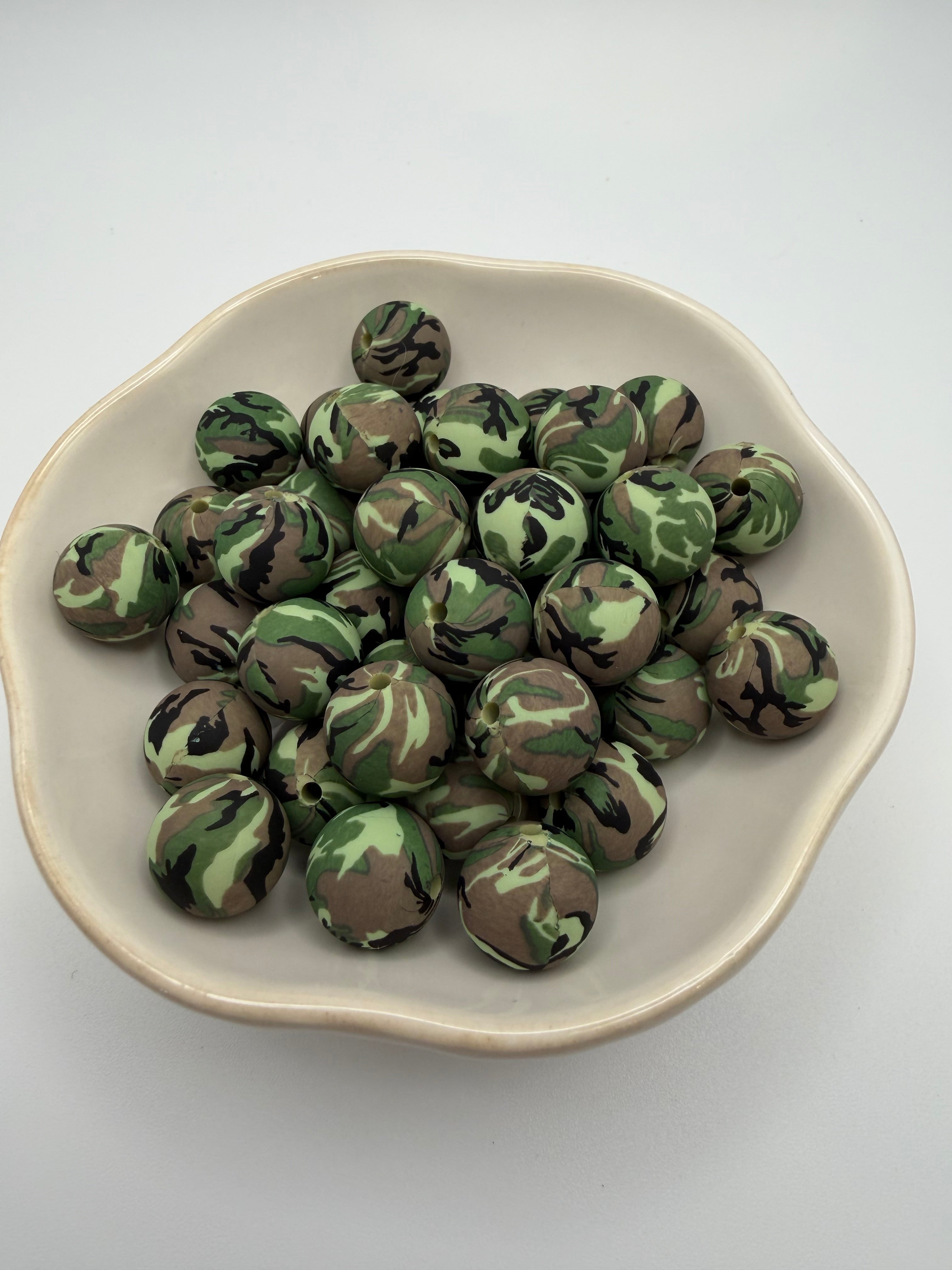 Camouflage Silicone Beads