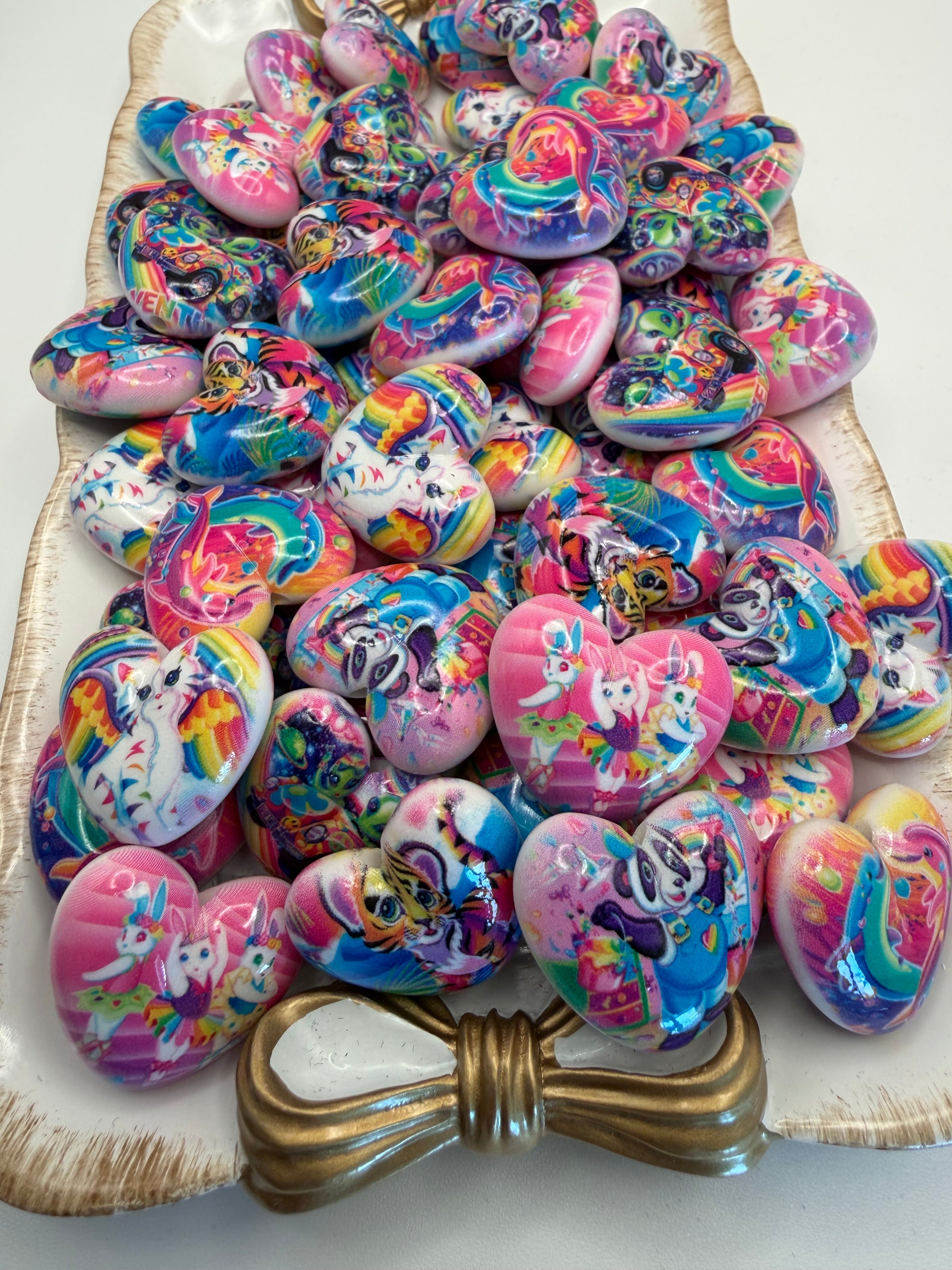 Lisa Frank Heart Beads