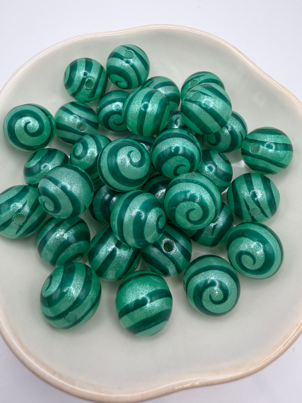 Green Swirl Beads