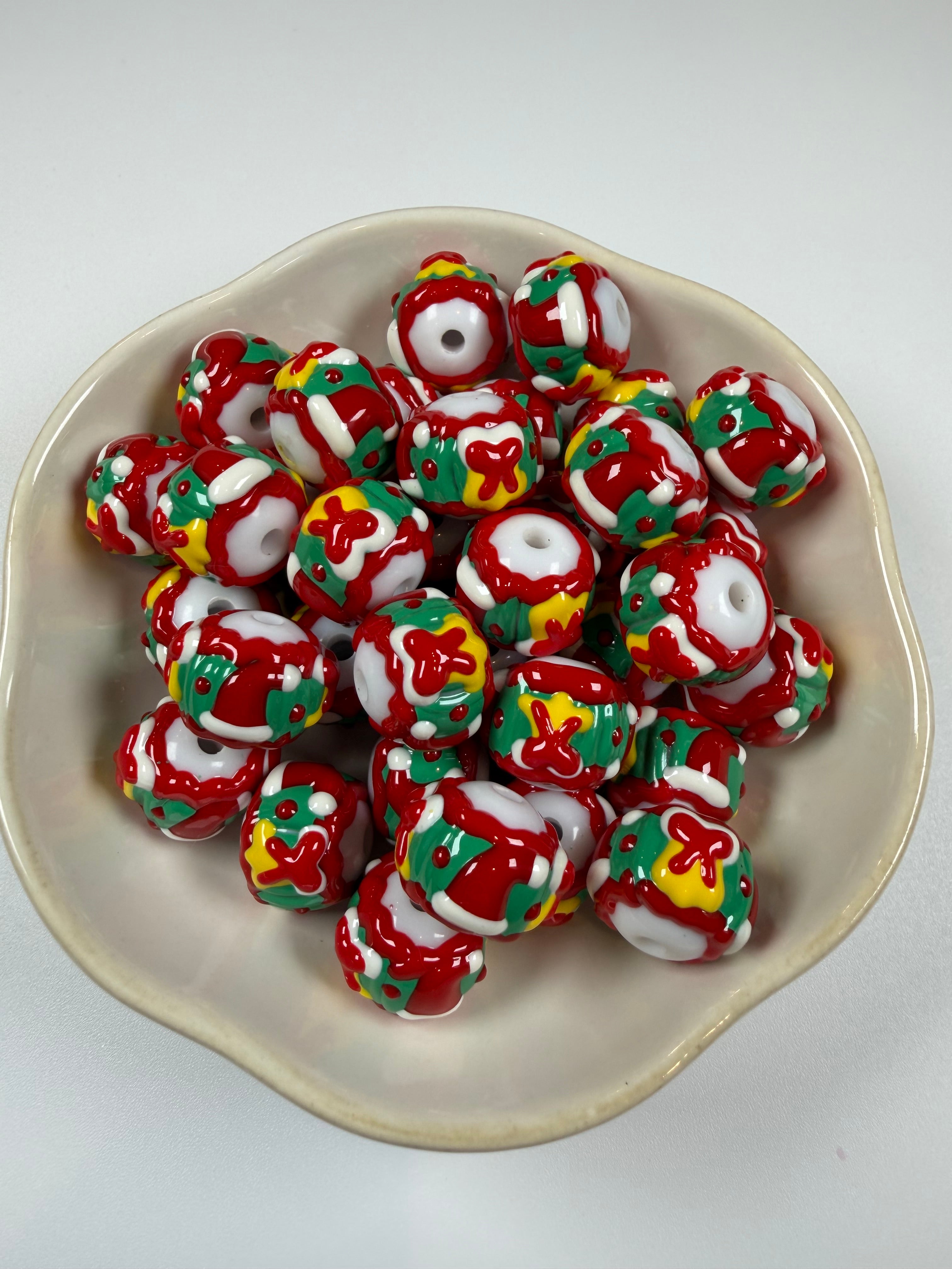 Christmas Hand Painted Beads