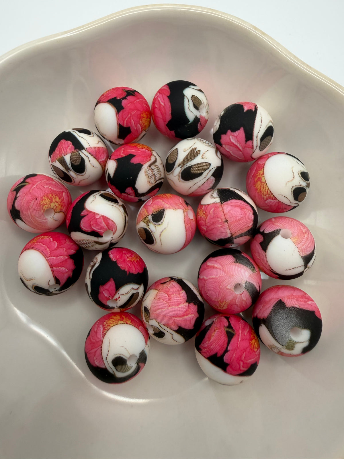 Skull Floral Silicone Beads