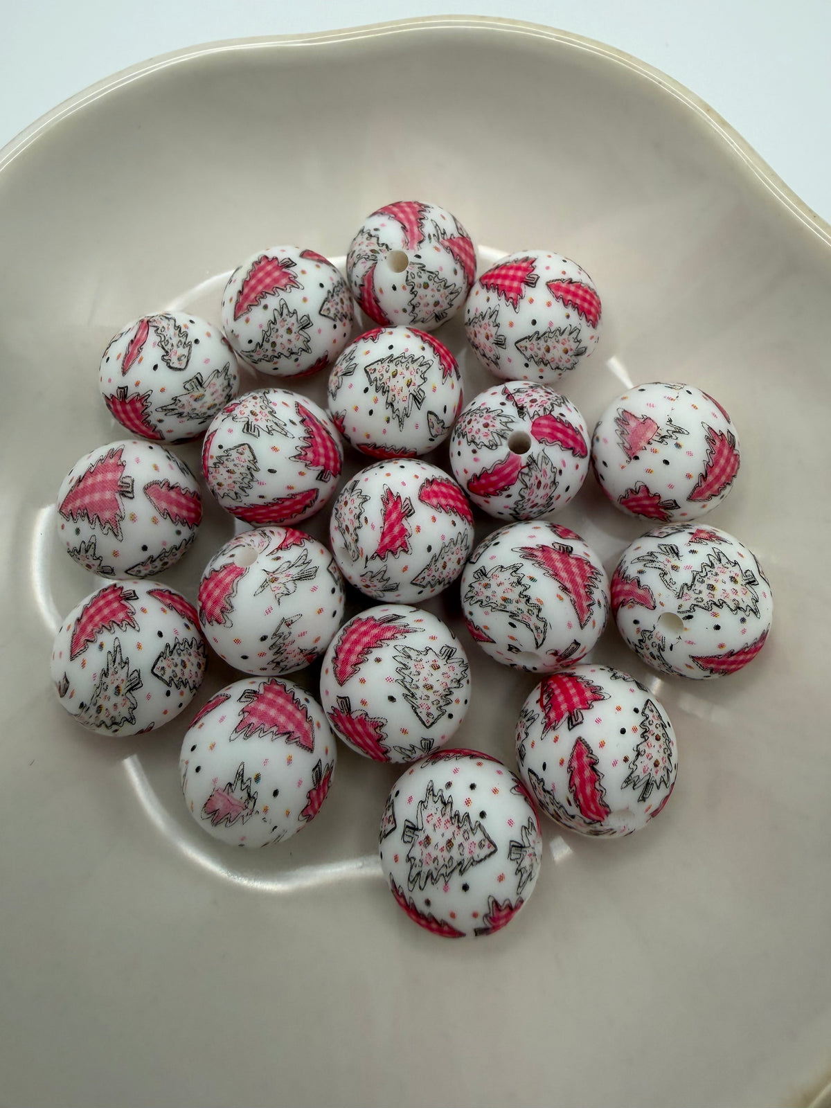 Pink Christmas Silicone Beads