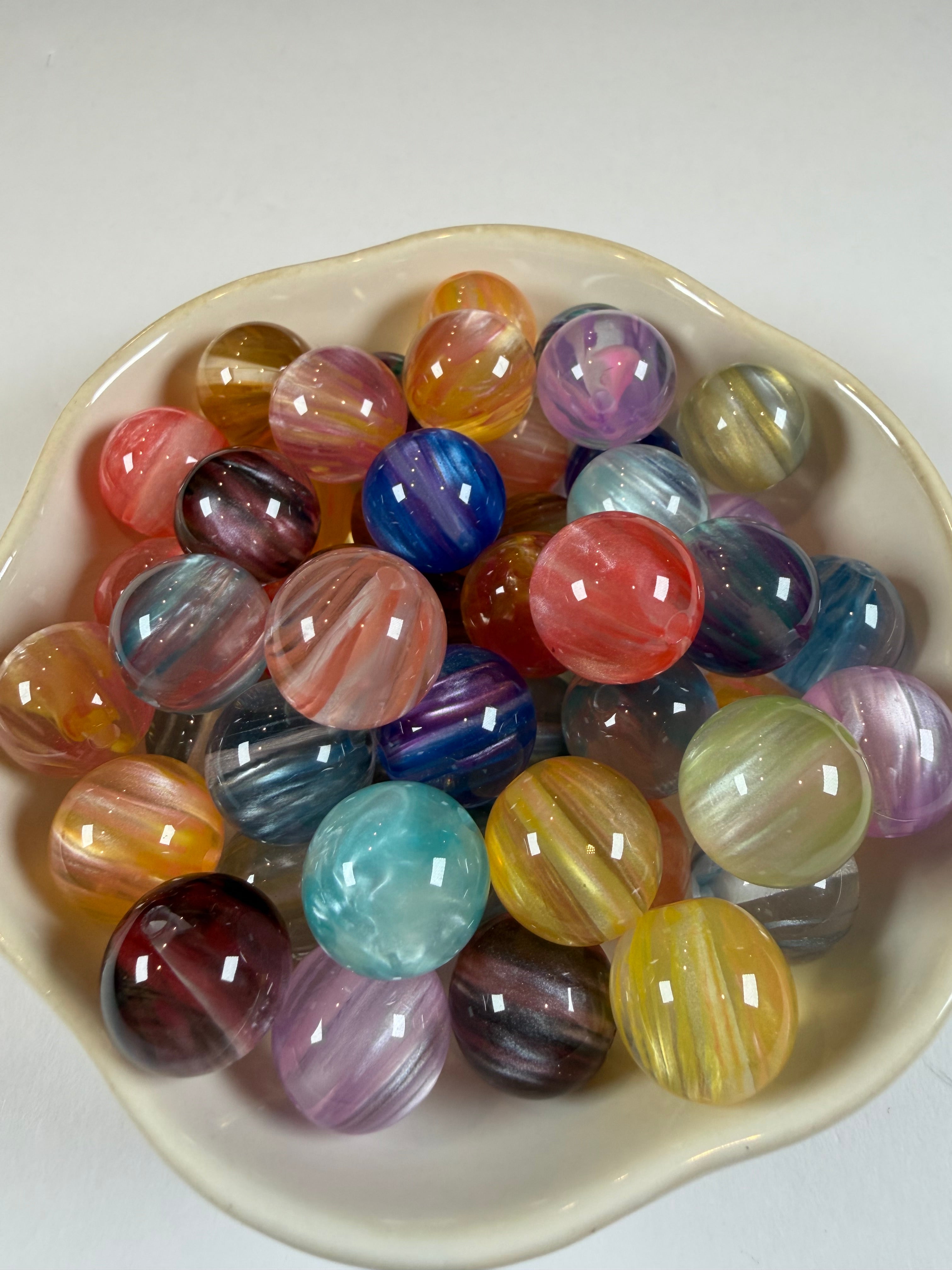 Multicolor Stripe 16mm Beads