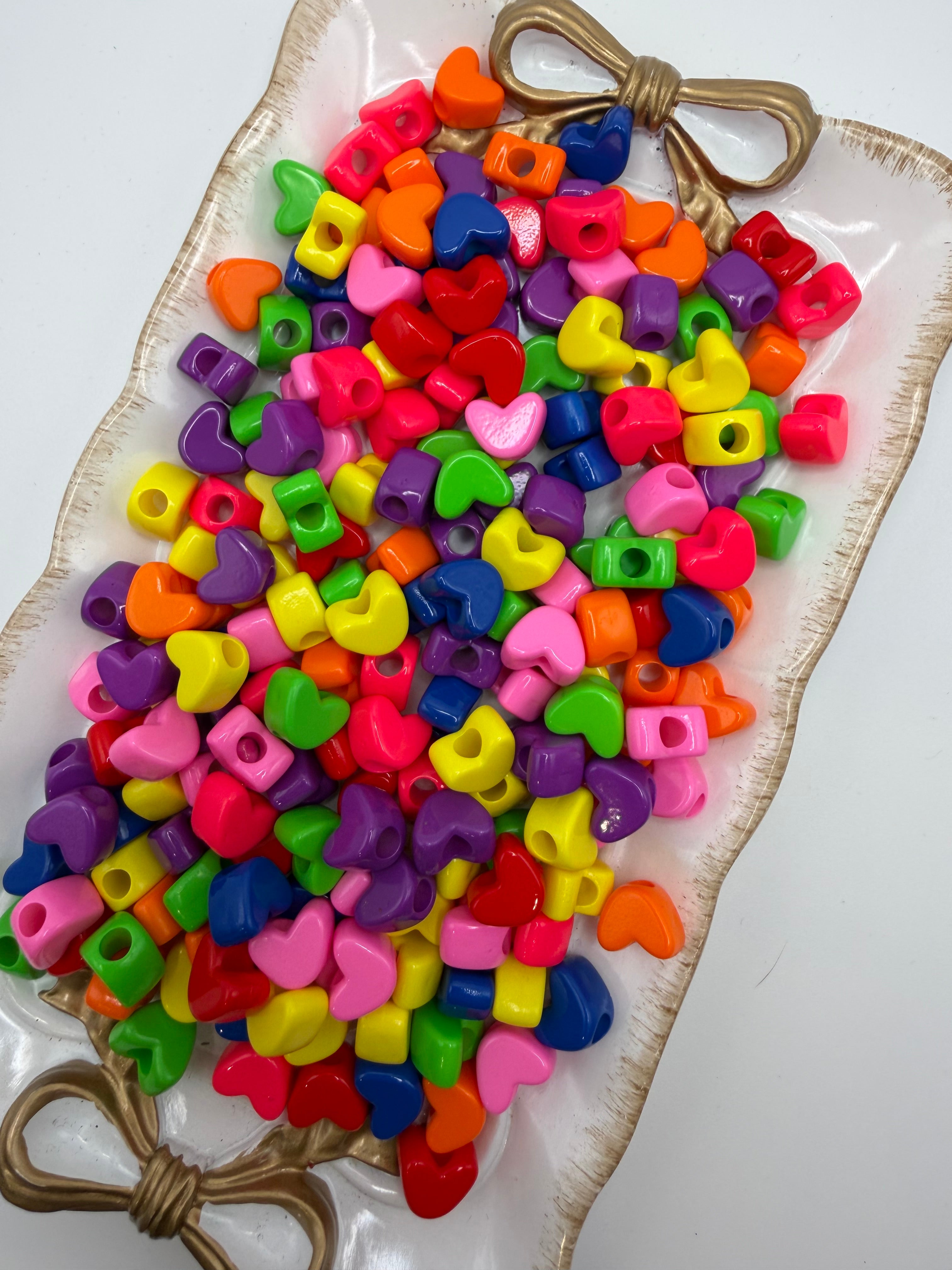 Rainbow Heart Beads (large hole)