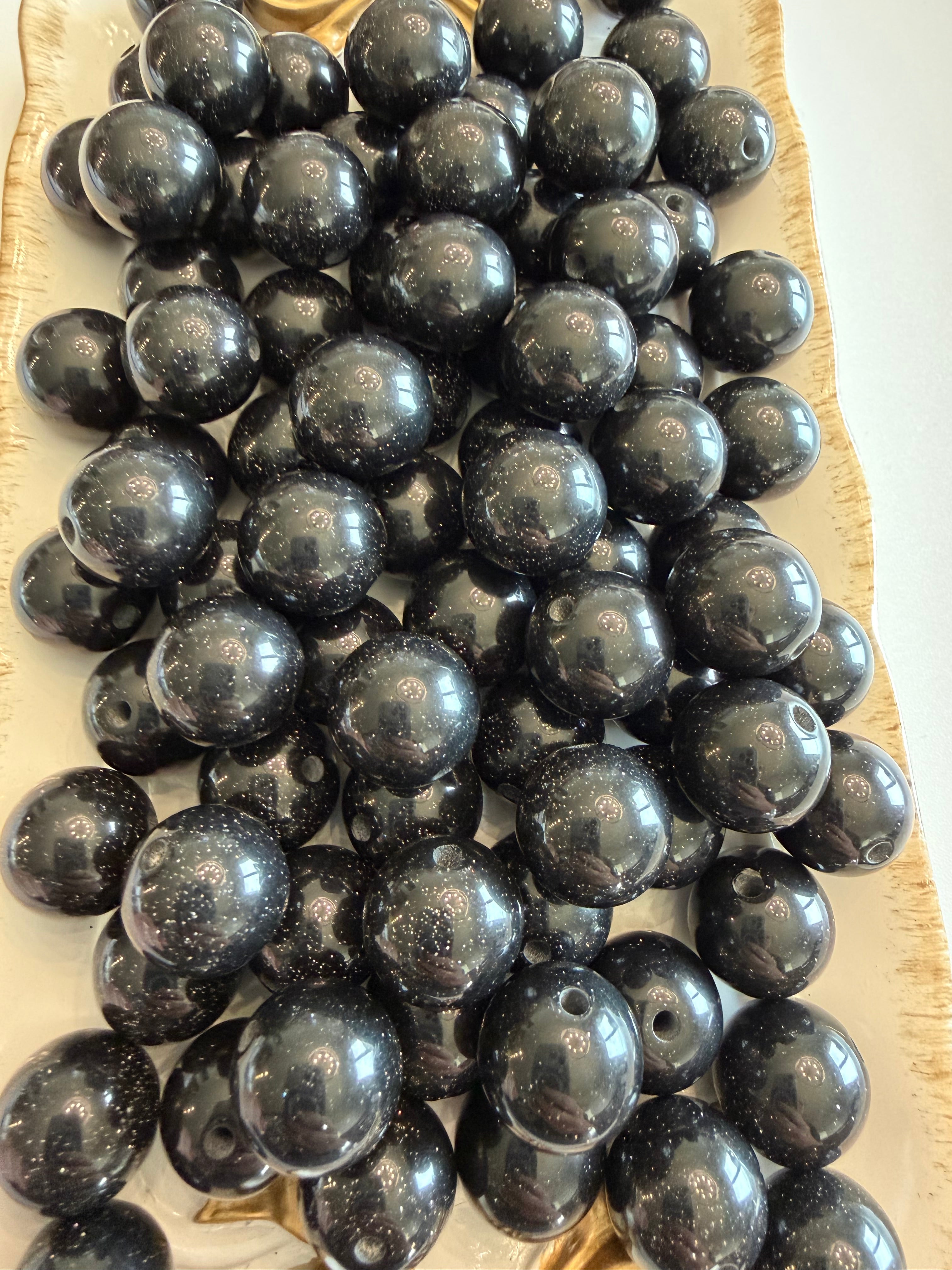 Black Glitter Acrylic 16mm