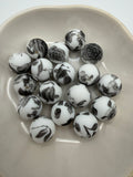 Black Floral Silicone Beads