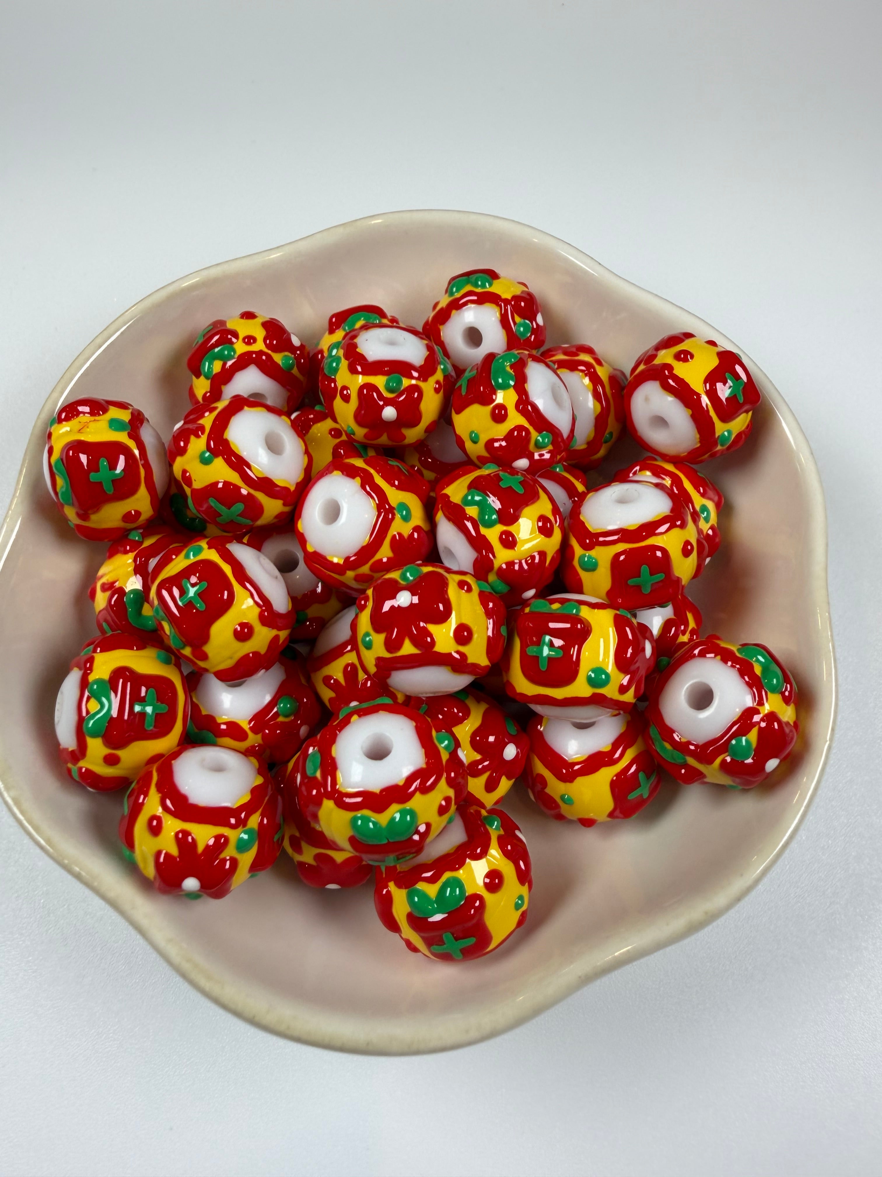 Christmas Hand Painted Beads