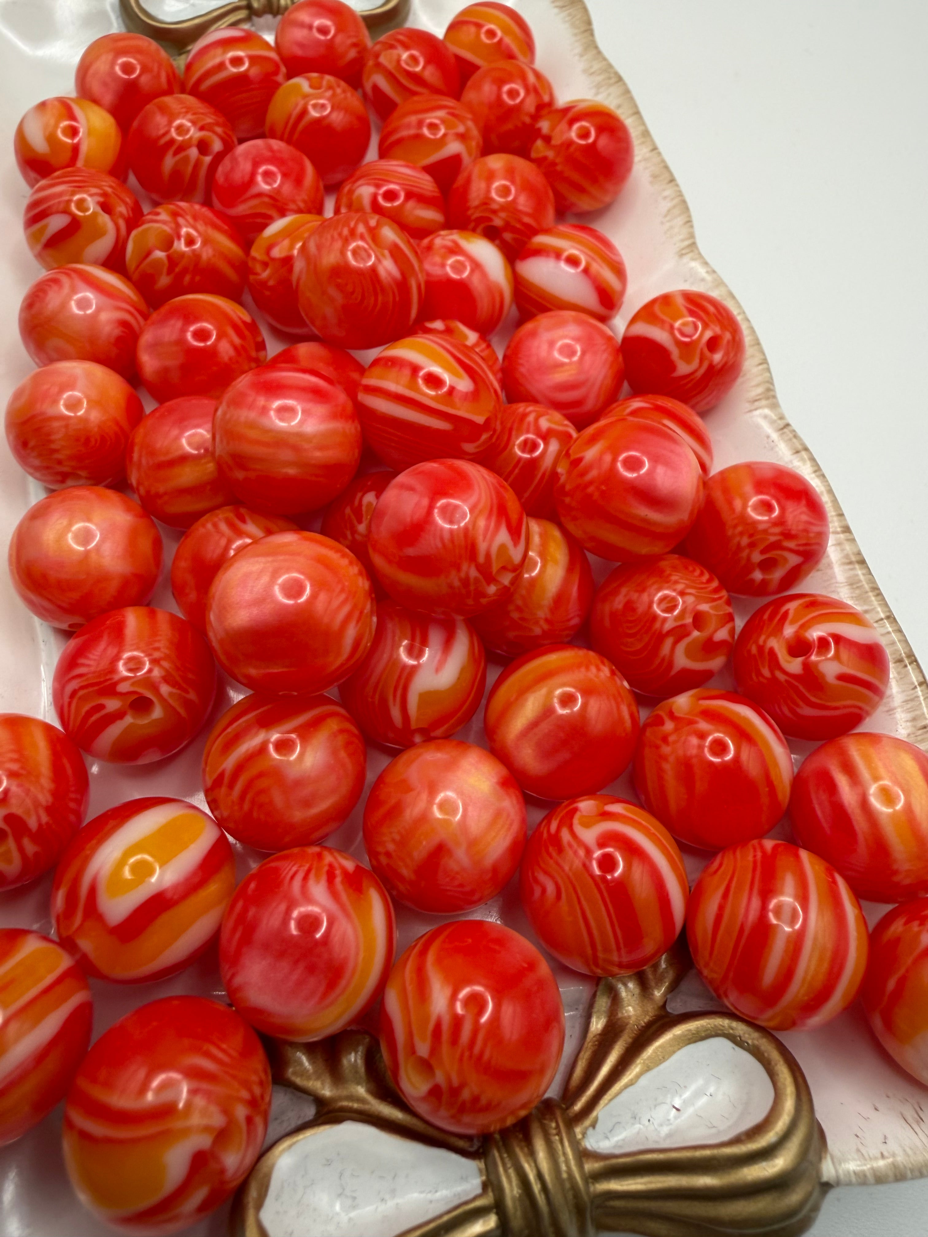 Orange Marble Beads