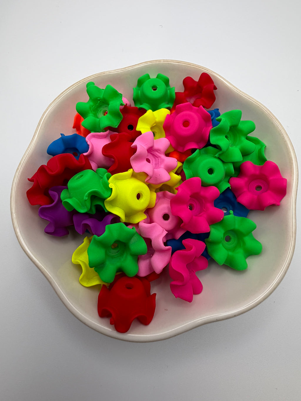 Neon Ruffle Spacer Beads