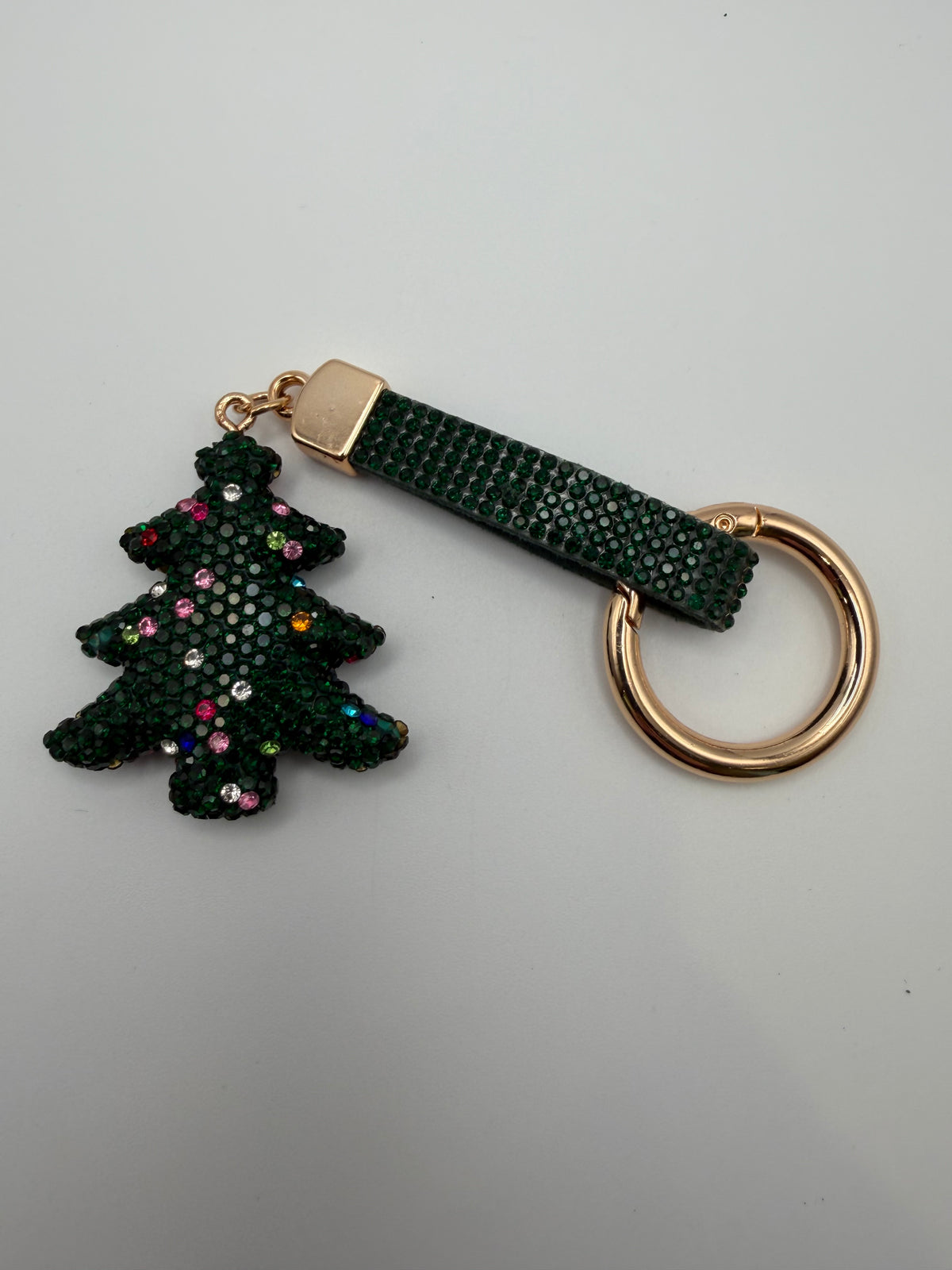Rhinestone Christmas Tree Keychain
