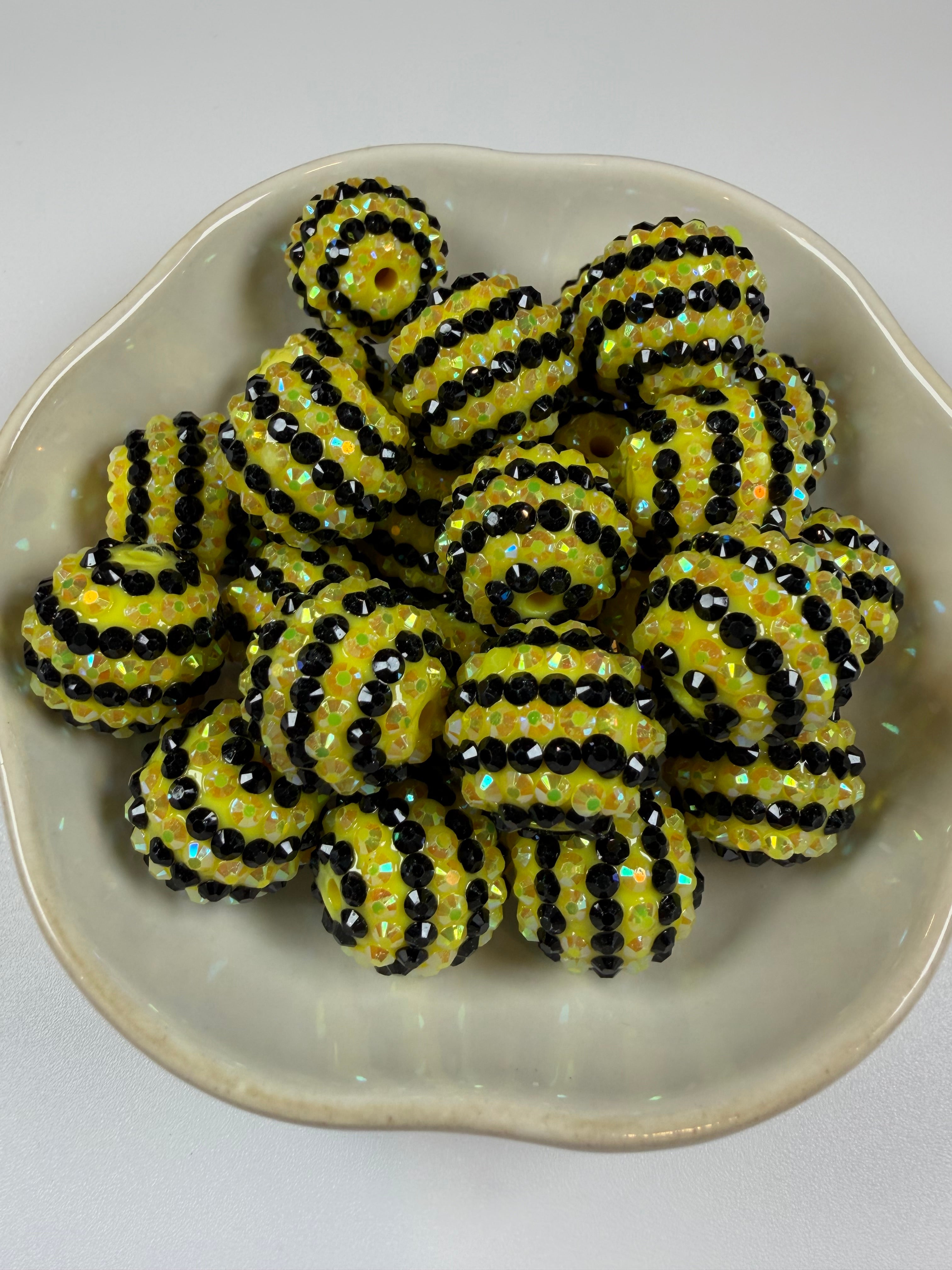 Striped 20mm Rhinestone Beads