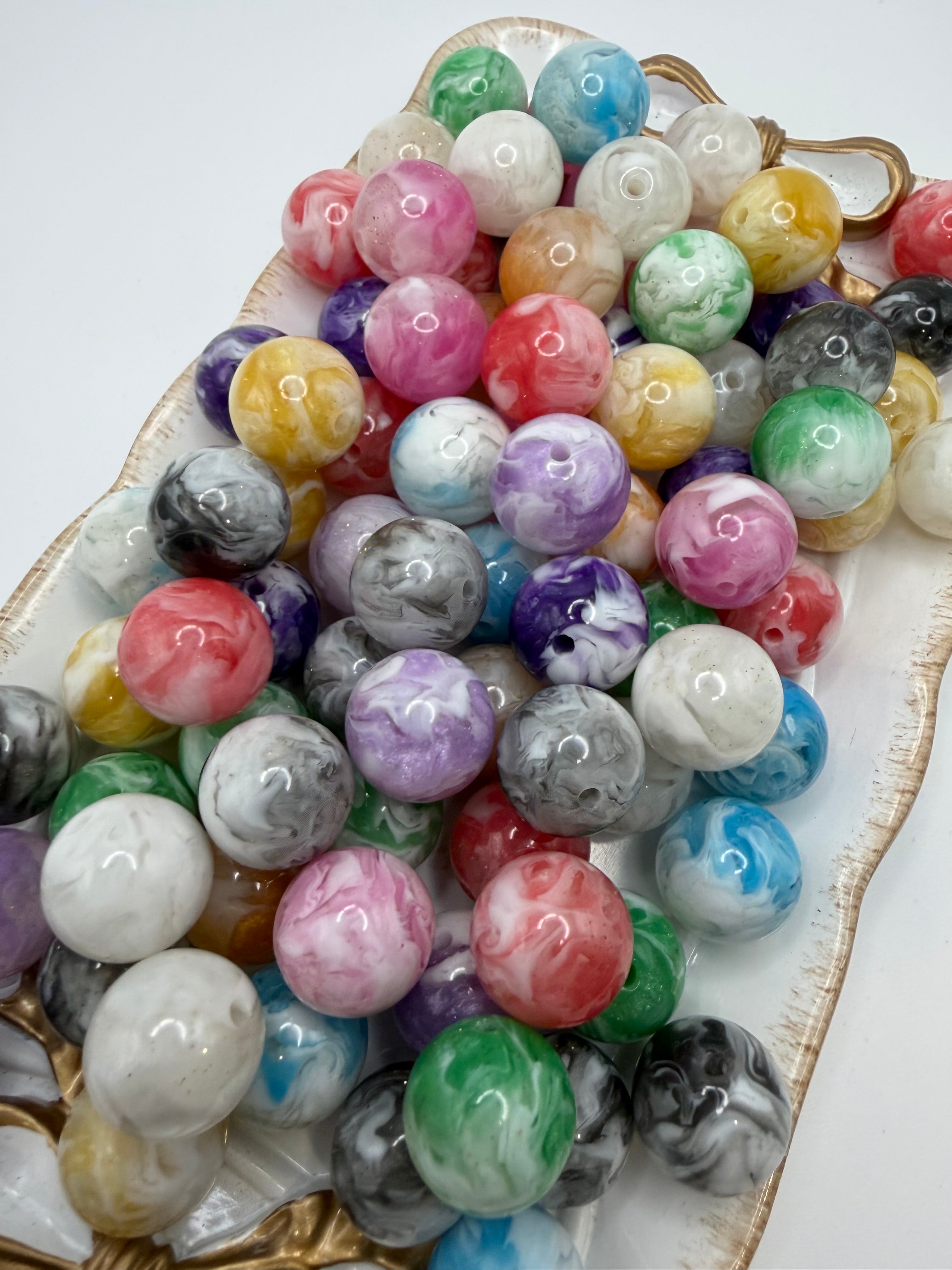 White Swirl Beads