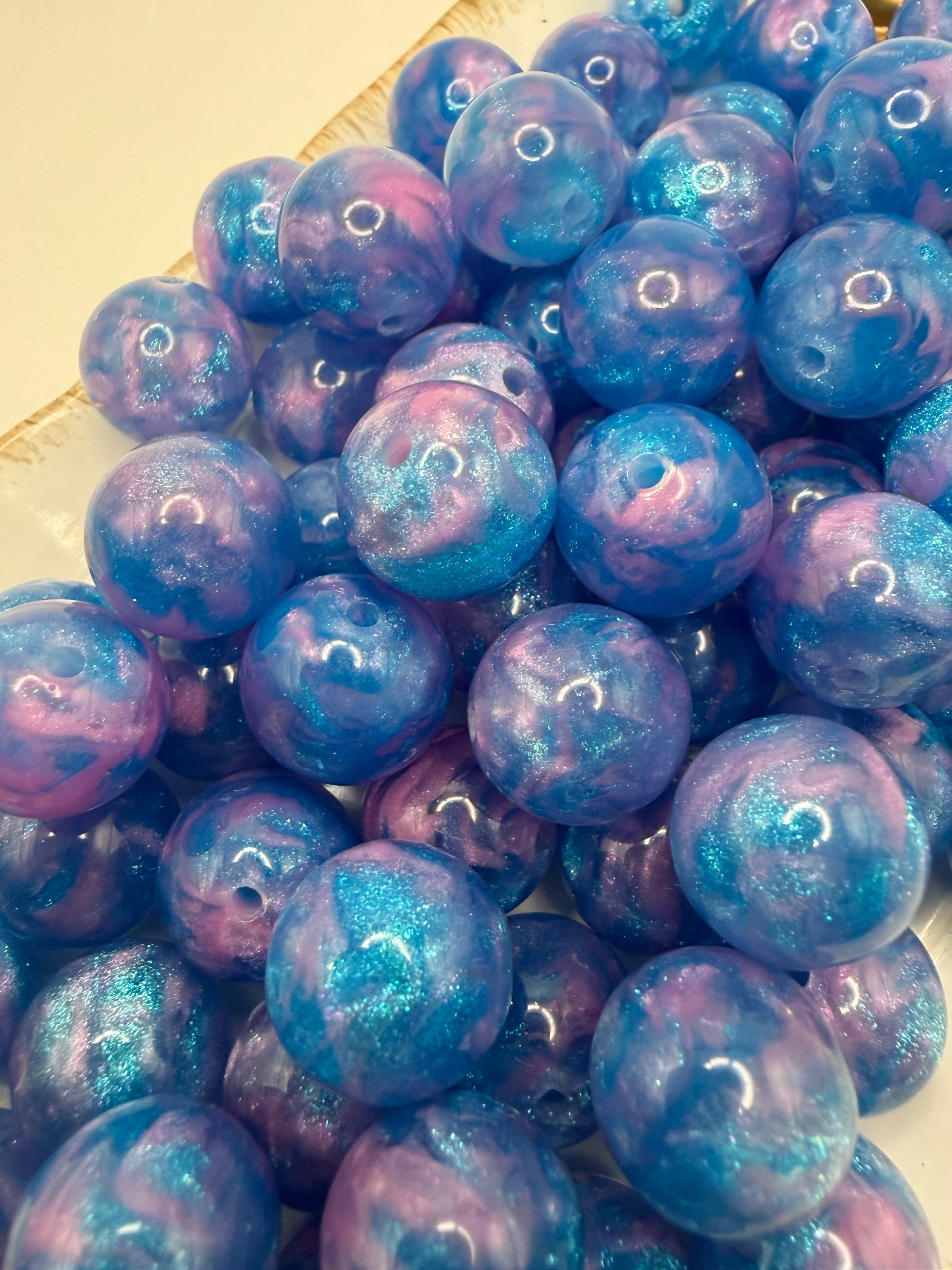 Glitter Marble Beads 16mm