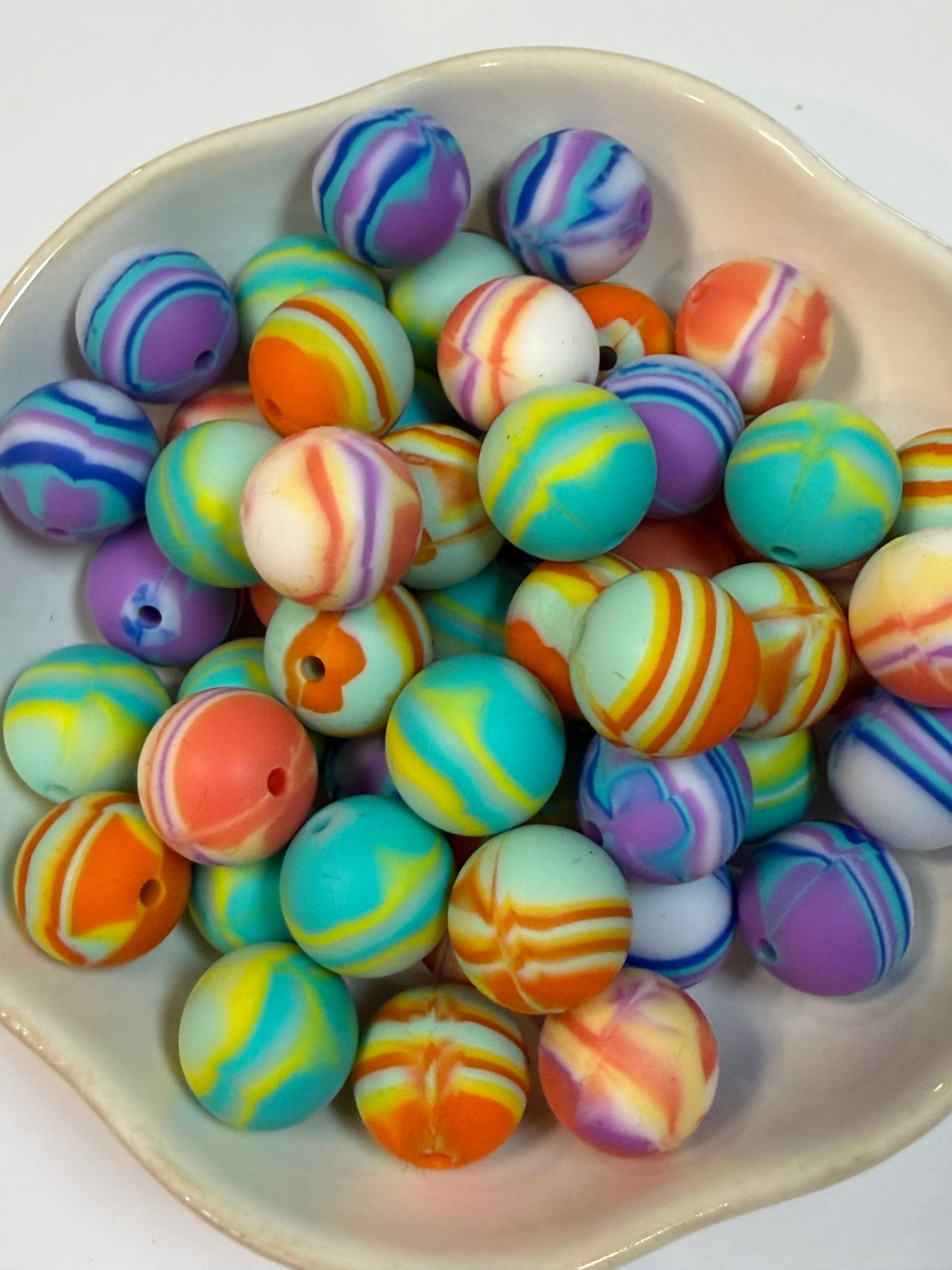 Tie Dye Silicone Beads