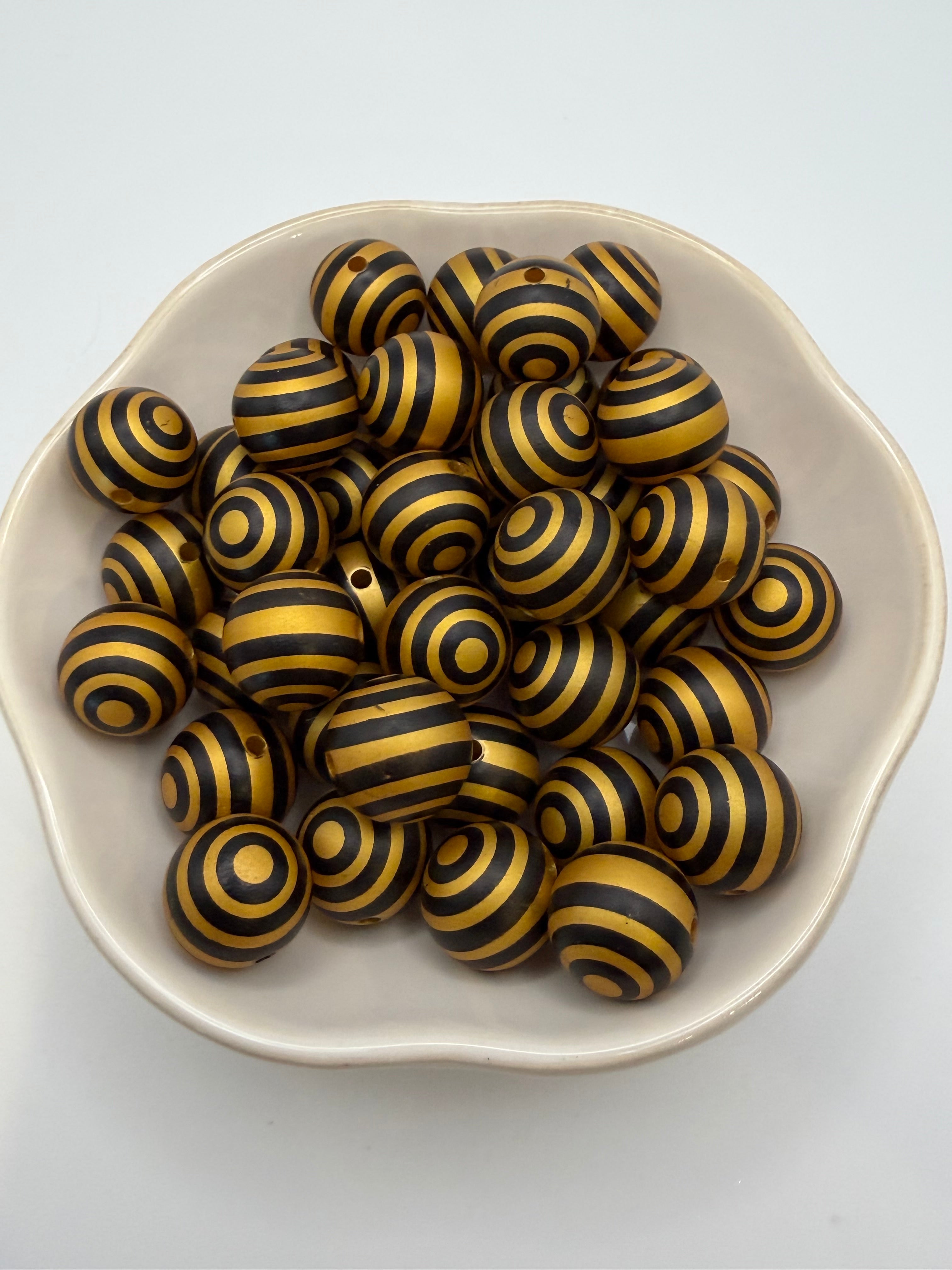 Black and Gold Striped Beads