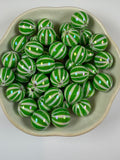 Green and White Striped Beads