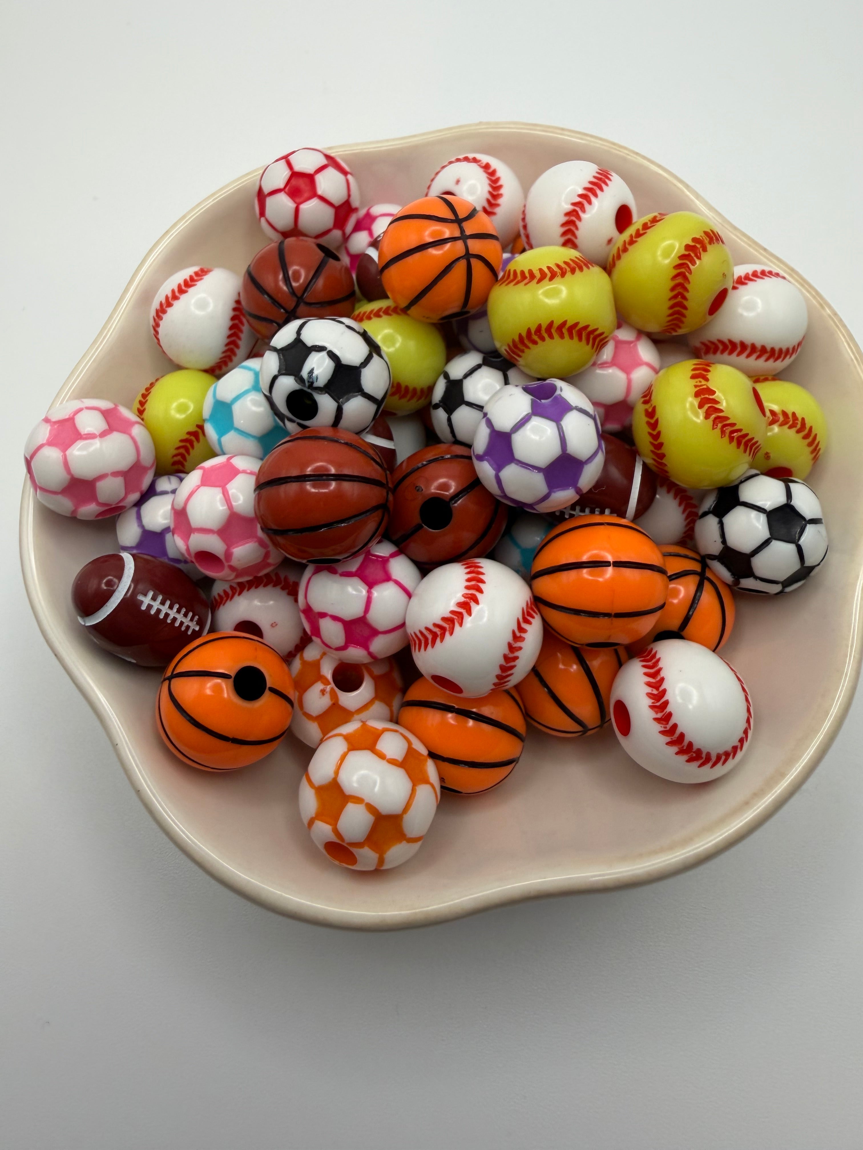 Sport Ball Acrylic Beads