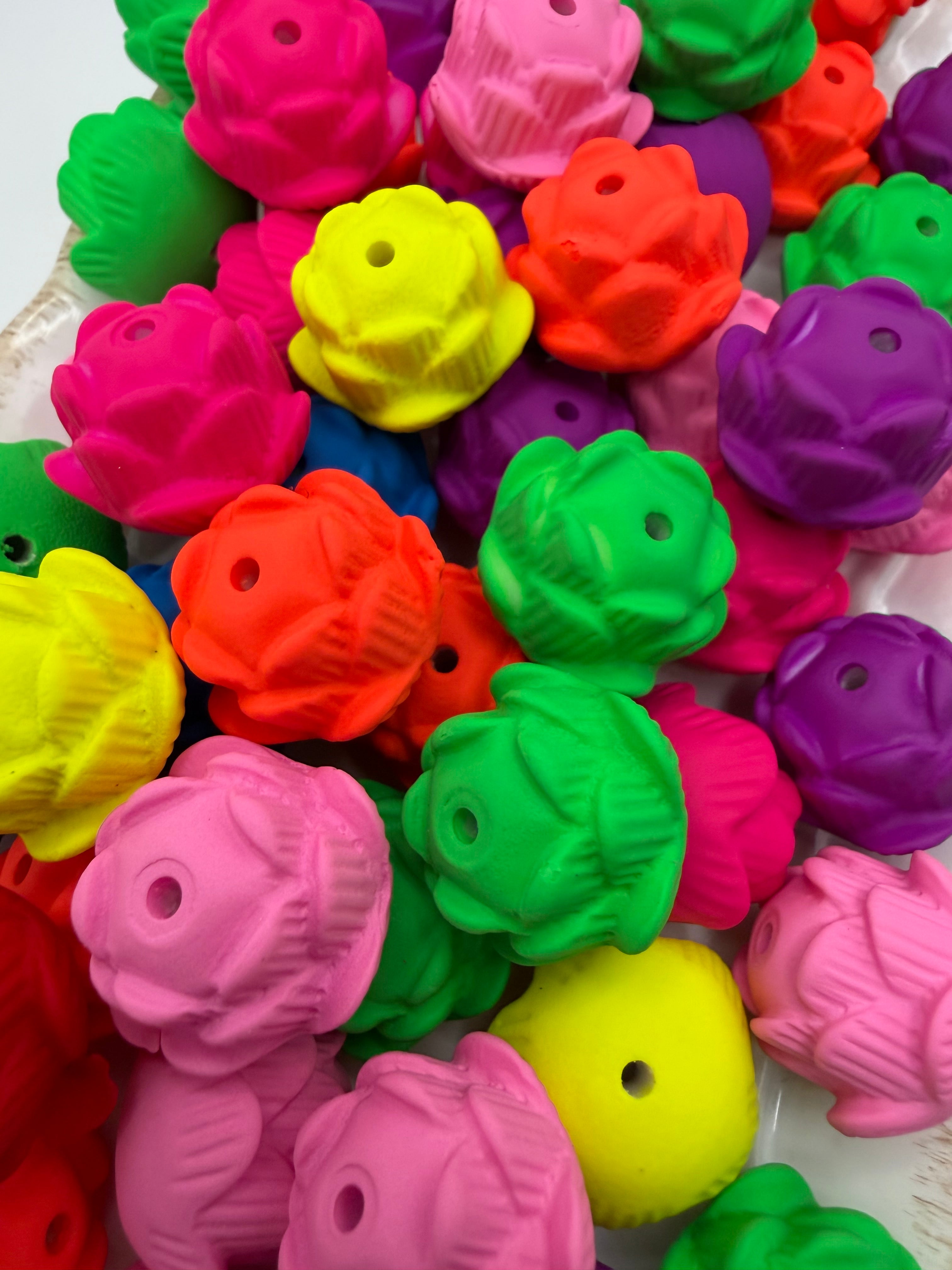 Neon Flower Spacer Beads
