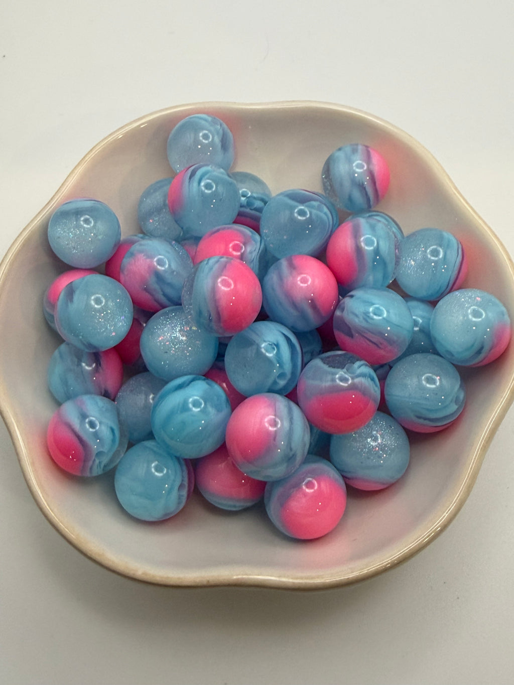 Pink and Blue Glitter Beads