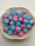 Pink and Blue Glitter Beads