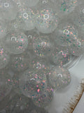 White Glitter Beads 16mm