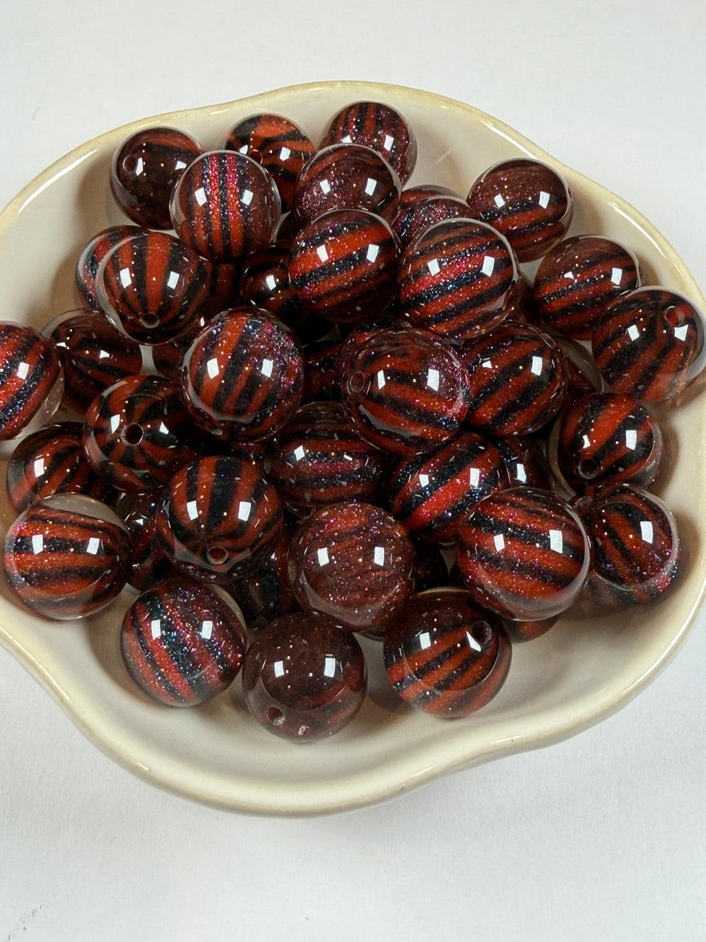 Red and Black Striped Beads