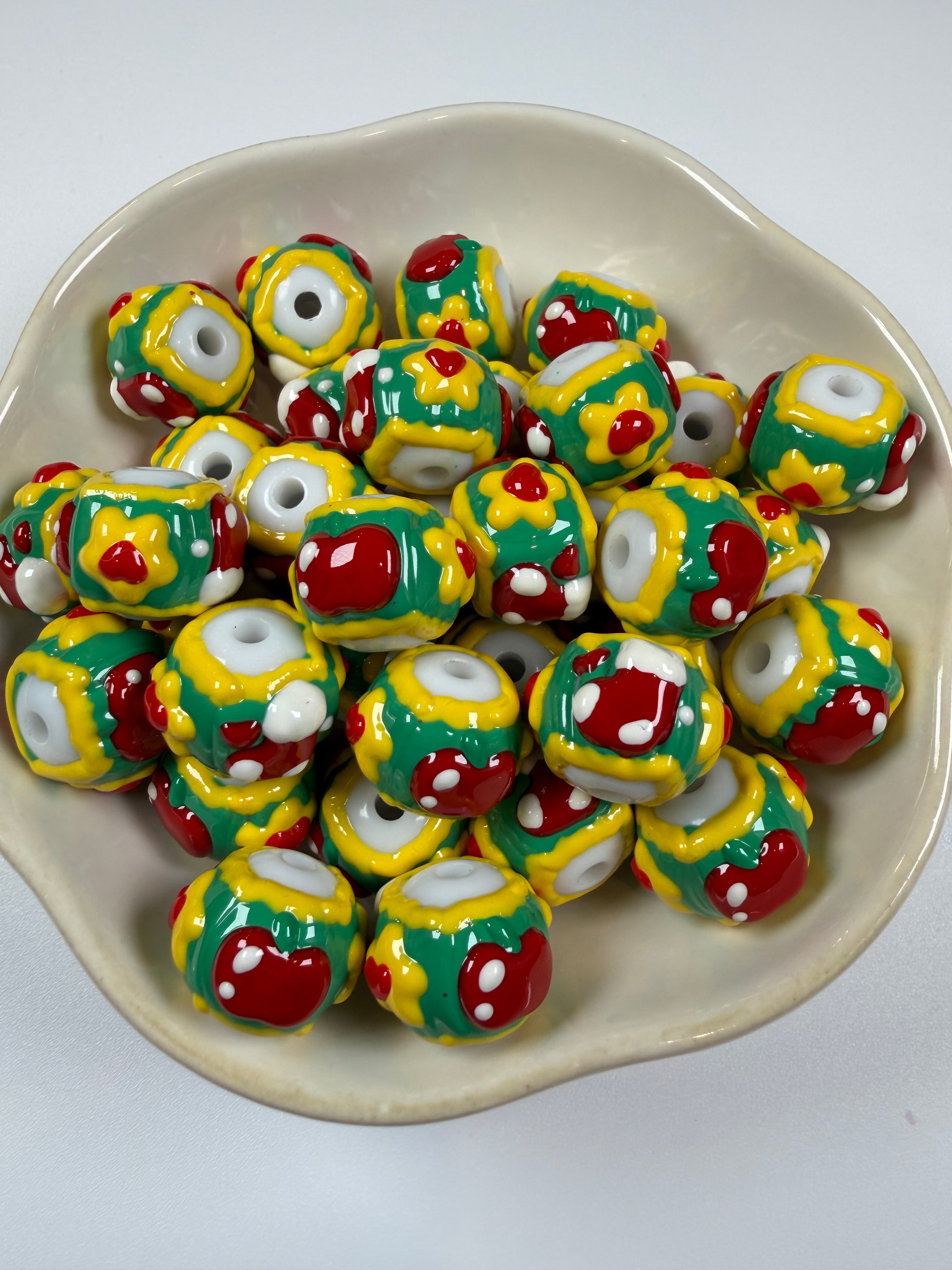 Christmas Hand Painted Beads