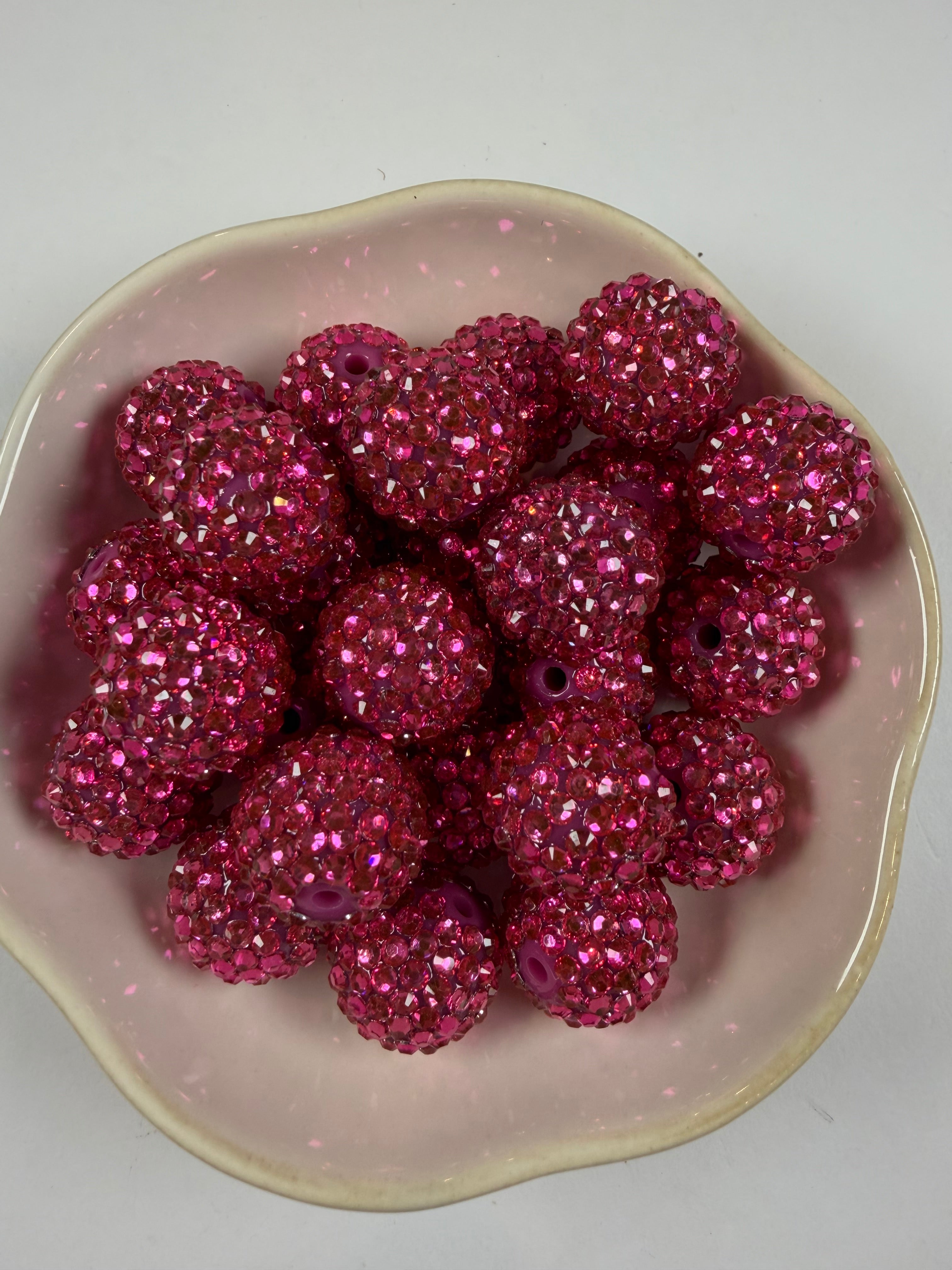 Fuschia 20mm Rhinestone Beads