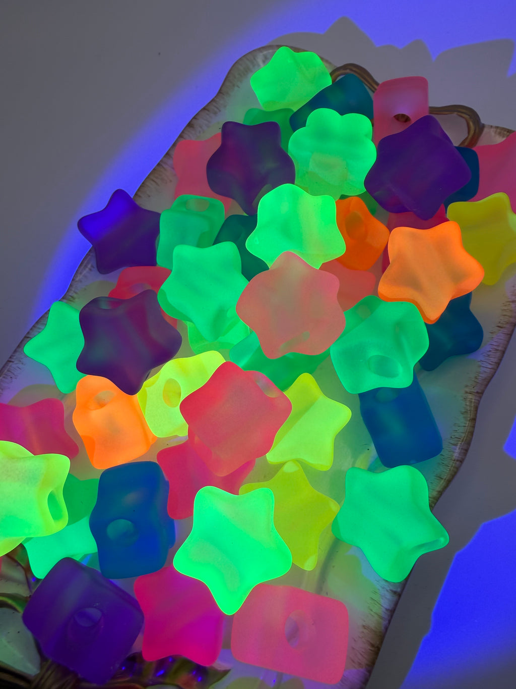 Neon Star Beads (Large Hole)