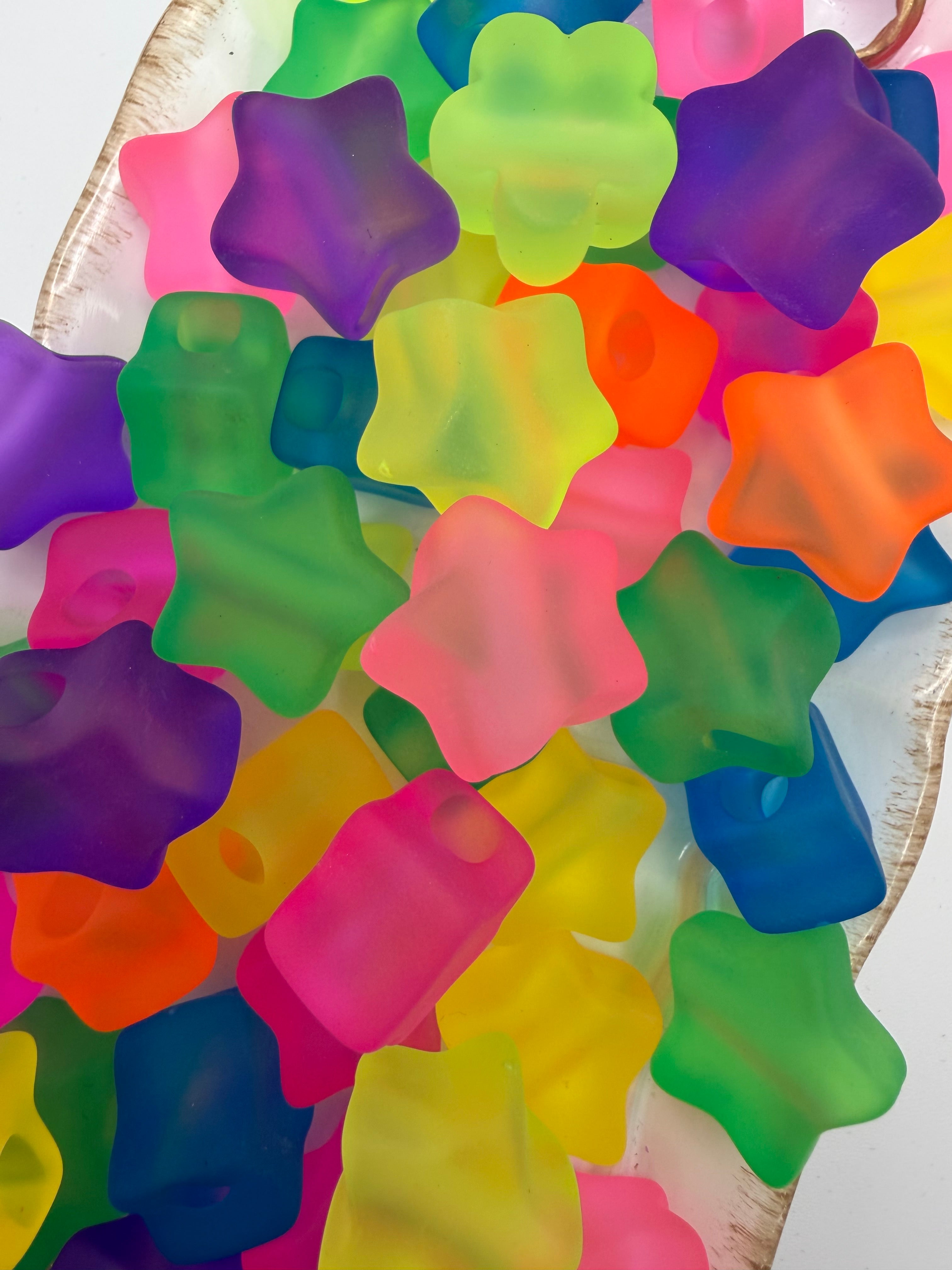 Neon Star Beads (Large Hole)
