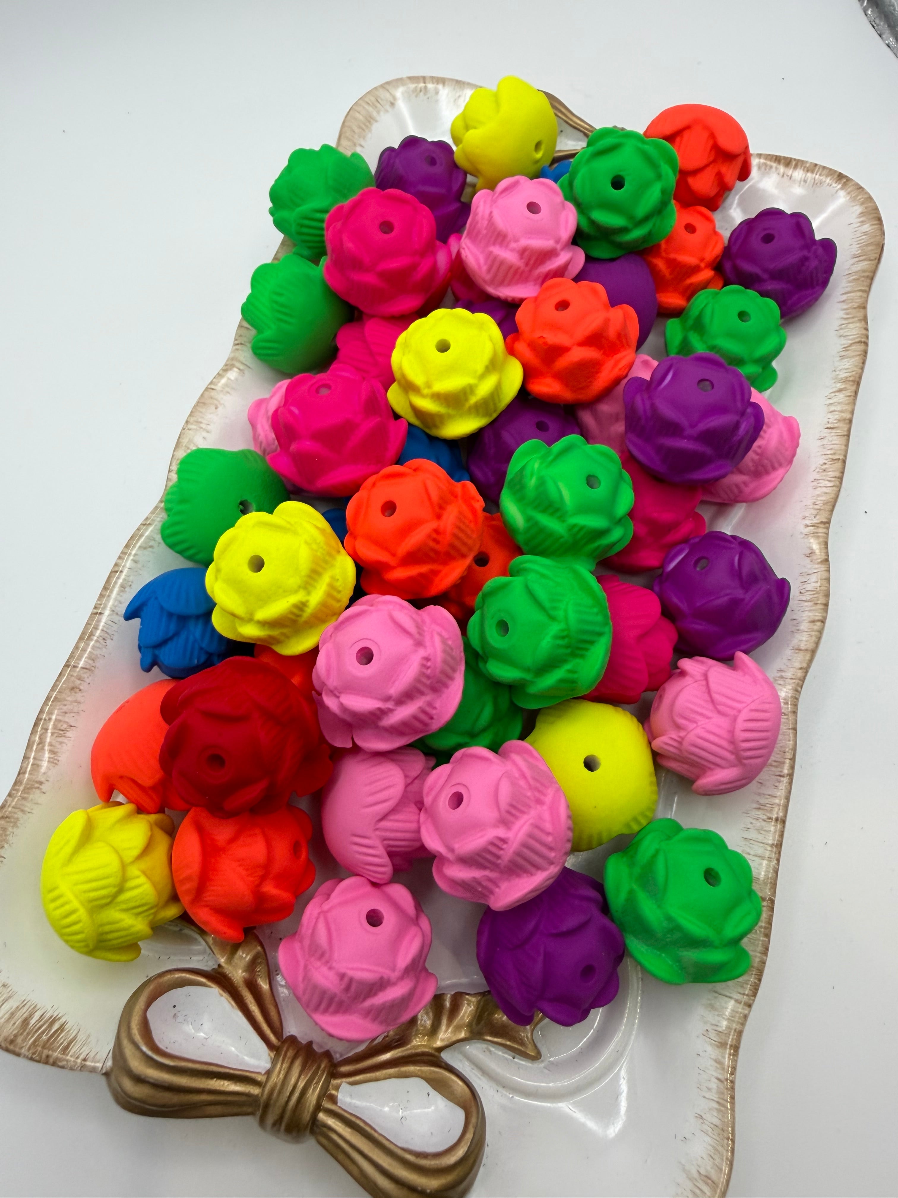 Neon Flower Spacer Beads