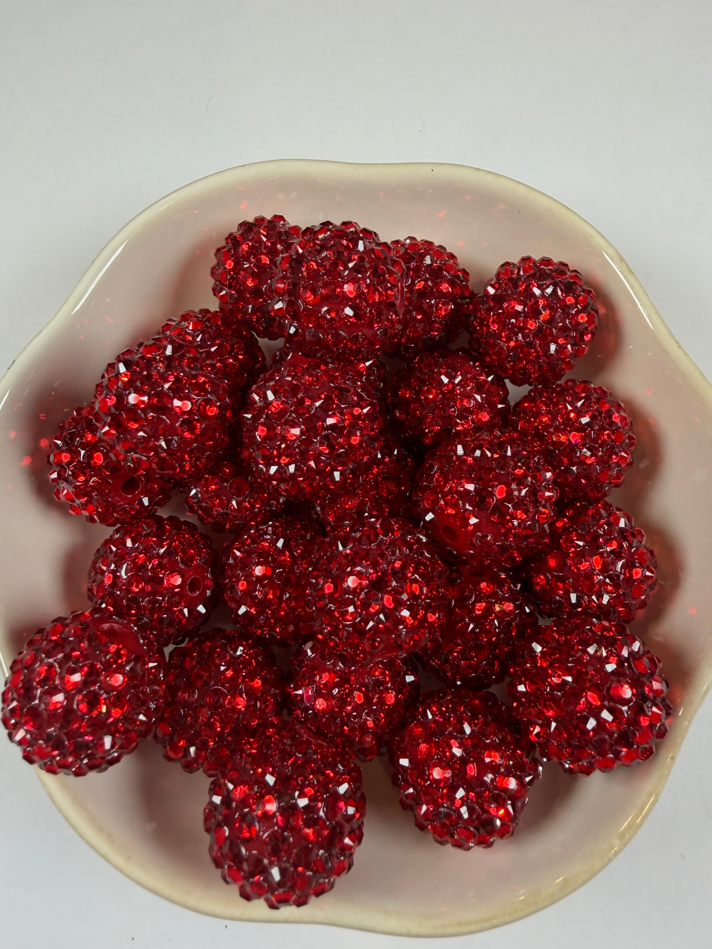 Red 20mm Rhinestone Beads