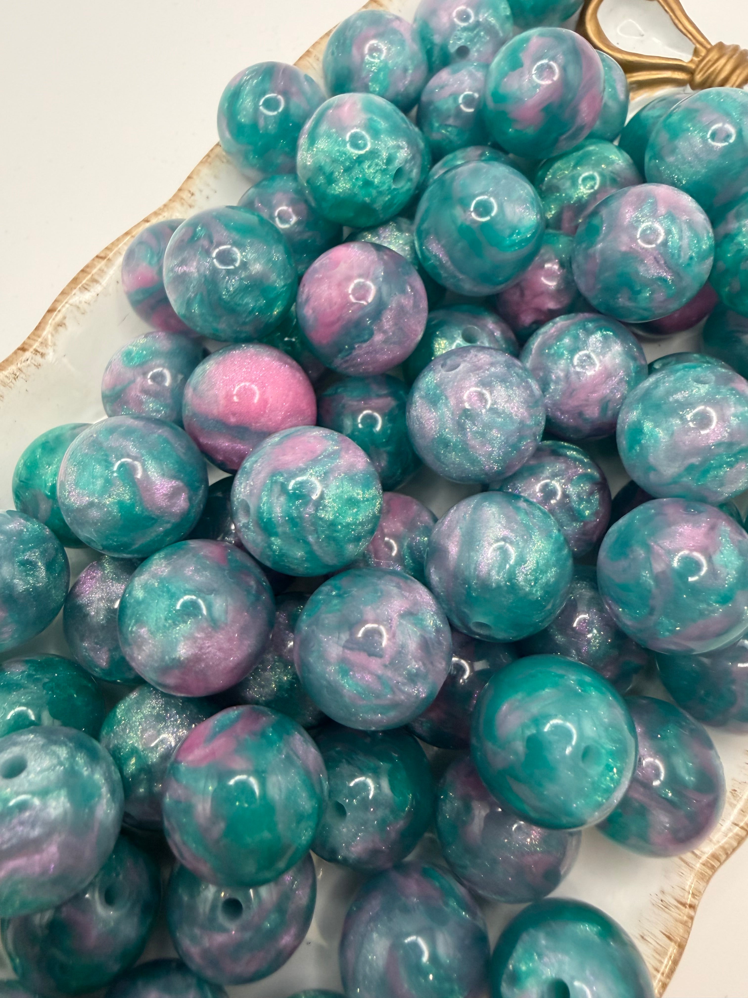 Glitter Marble Beads 16mm