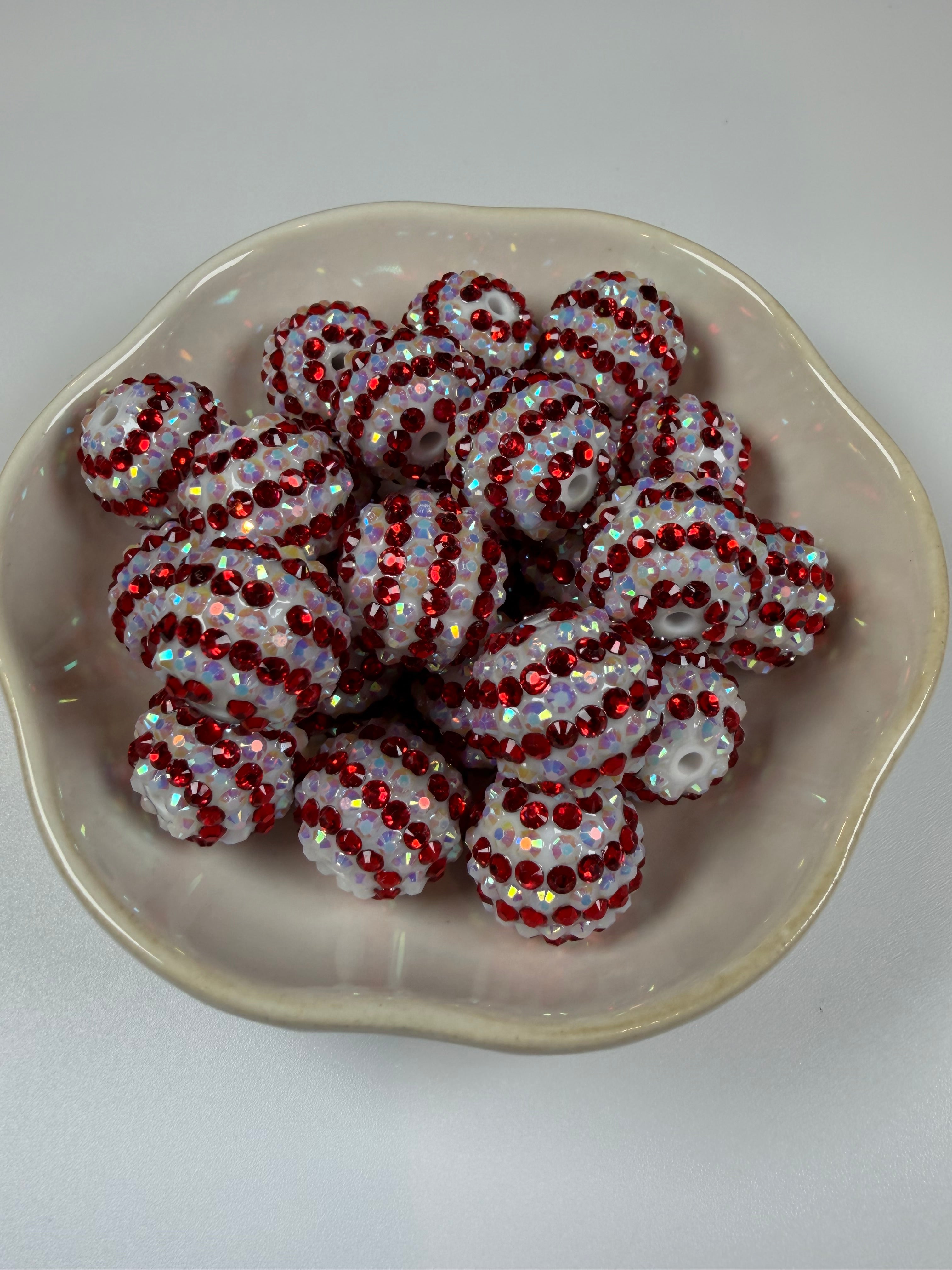 Striped 20mm Rhinestone Beads
