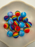 Rainbow Groovy Silicone Beads