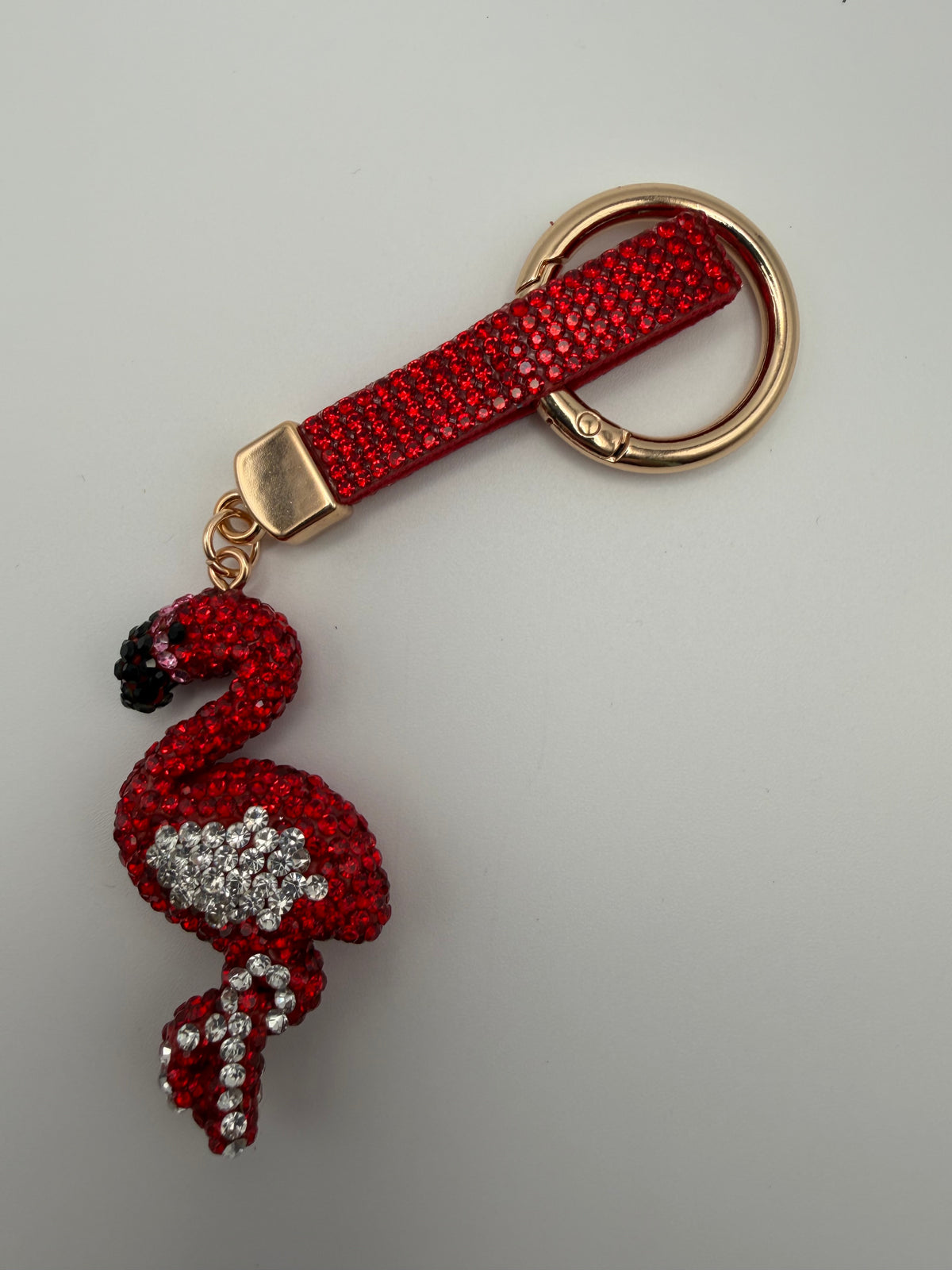 Rhinestone Flamingo Keychain