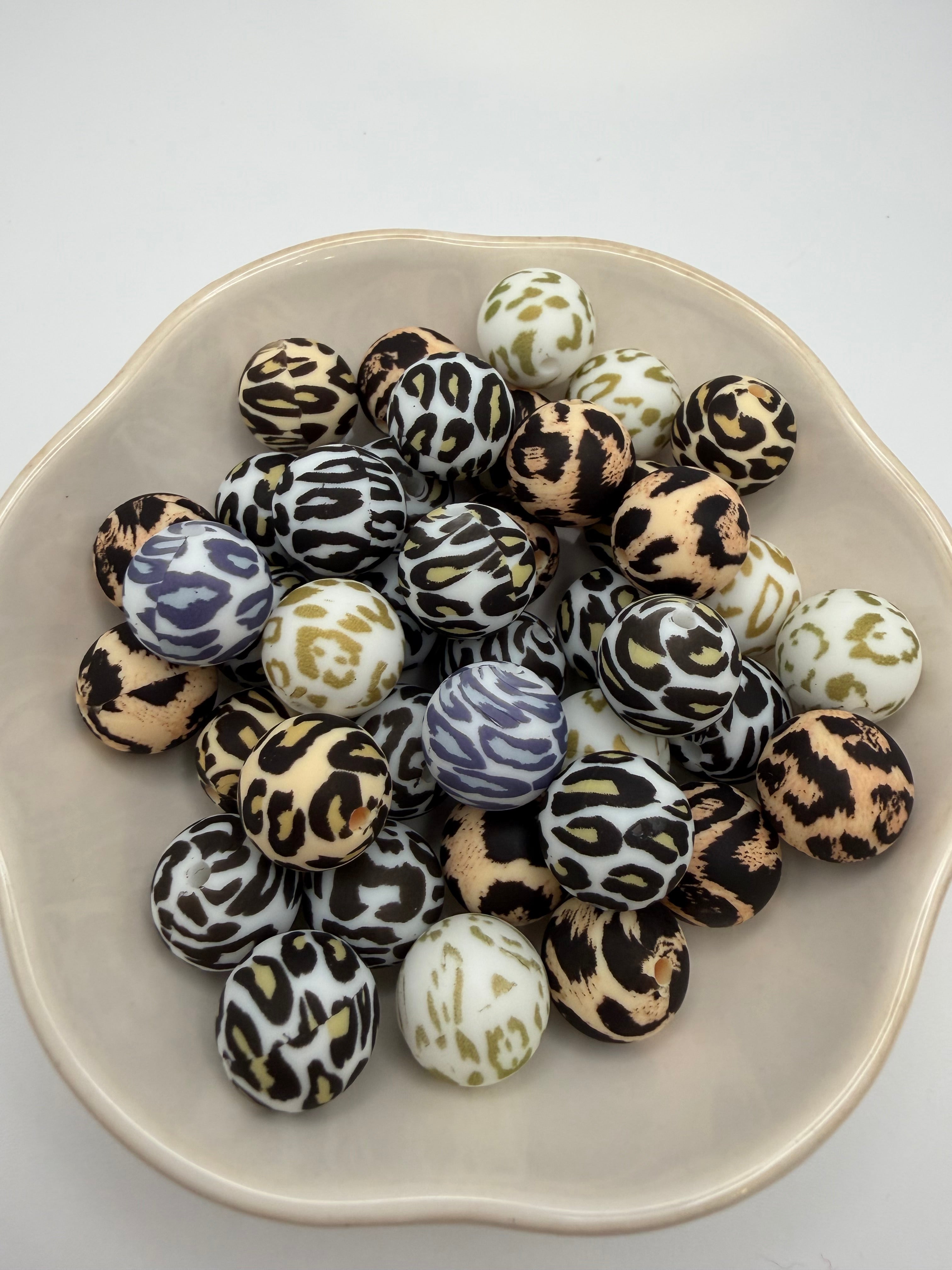 Animal Print Silicone Beads