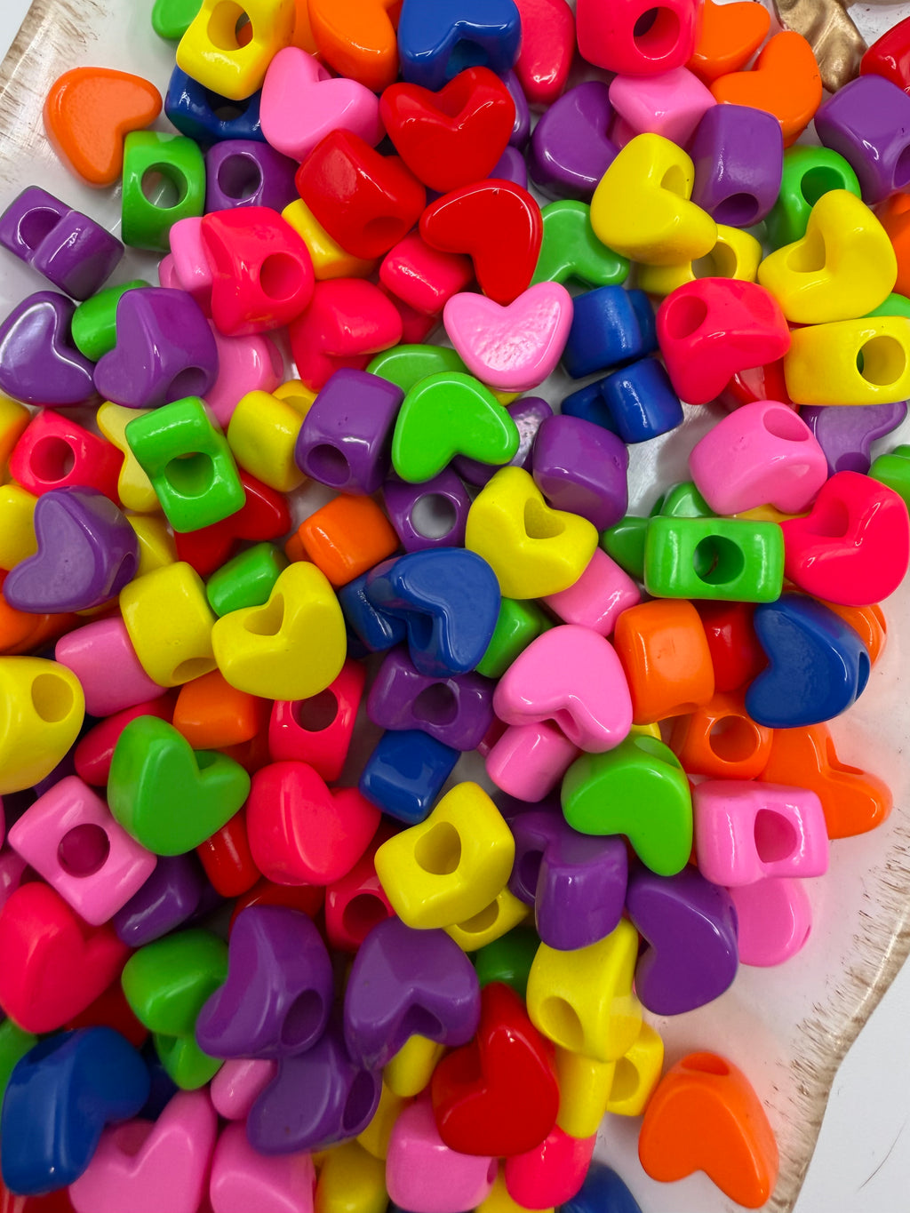 Rainbow Heart Beads (large hole)