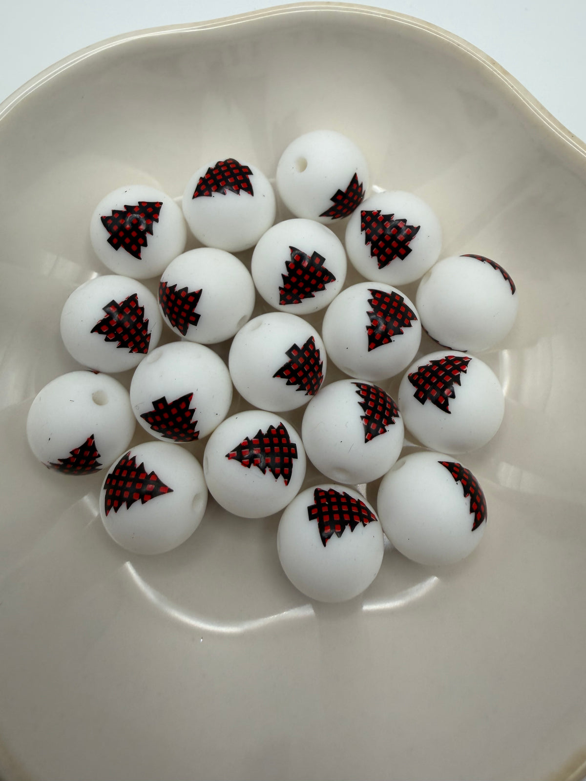 Plaid Christmas Silicone Beads
