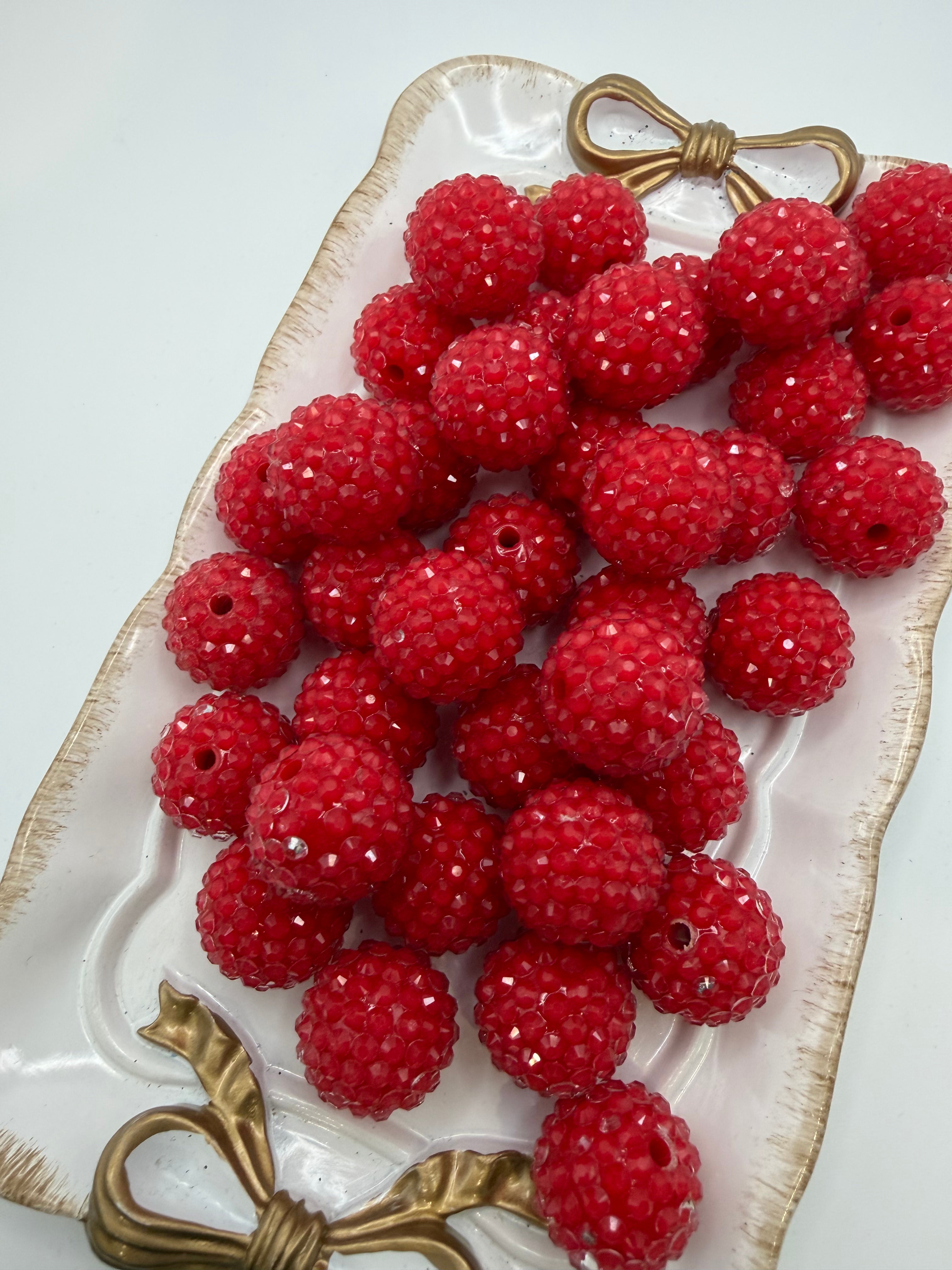 Red 20mm Rhinestone Beads