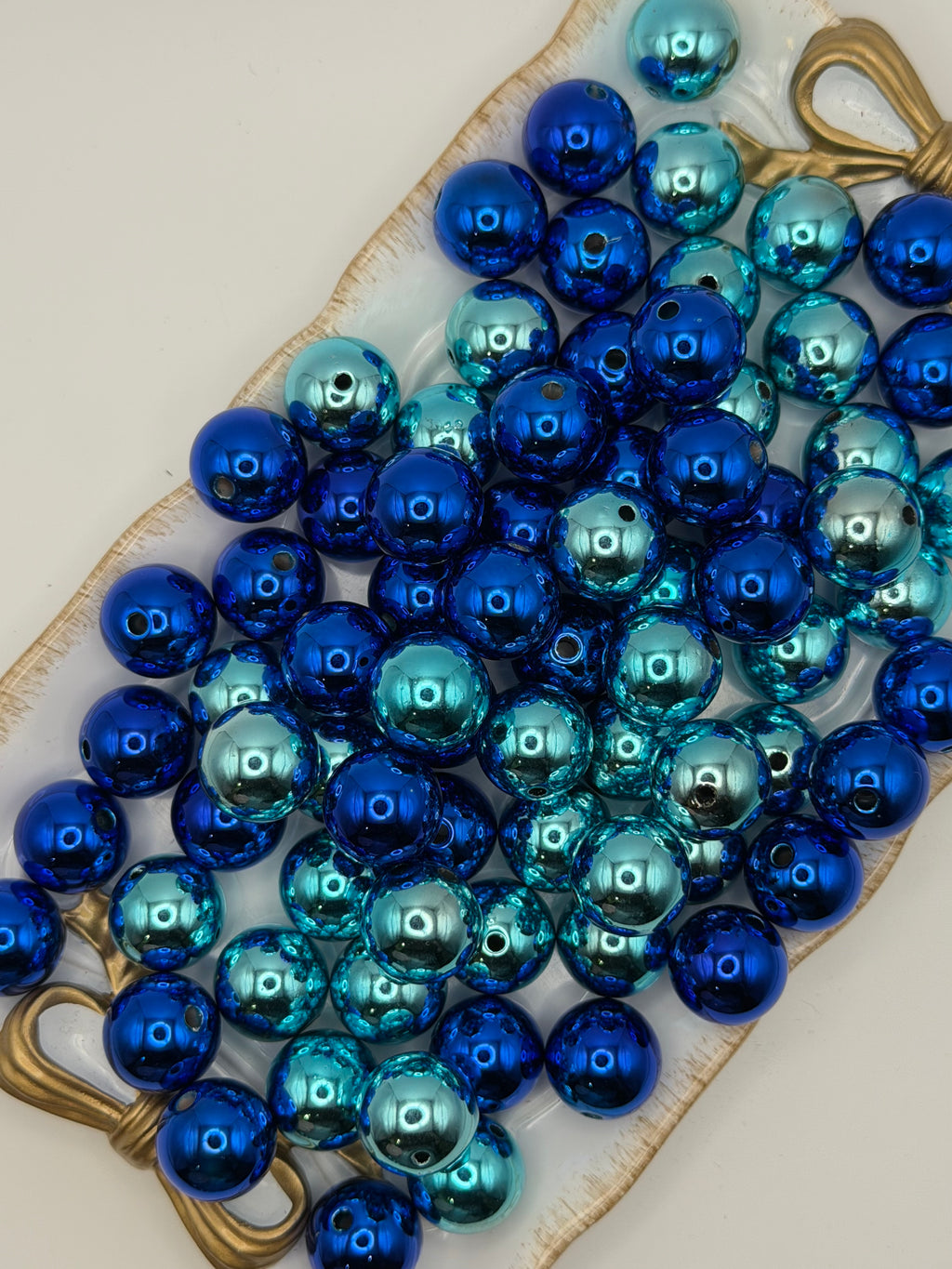 Metallic Blues 16mm Beads