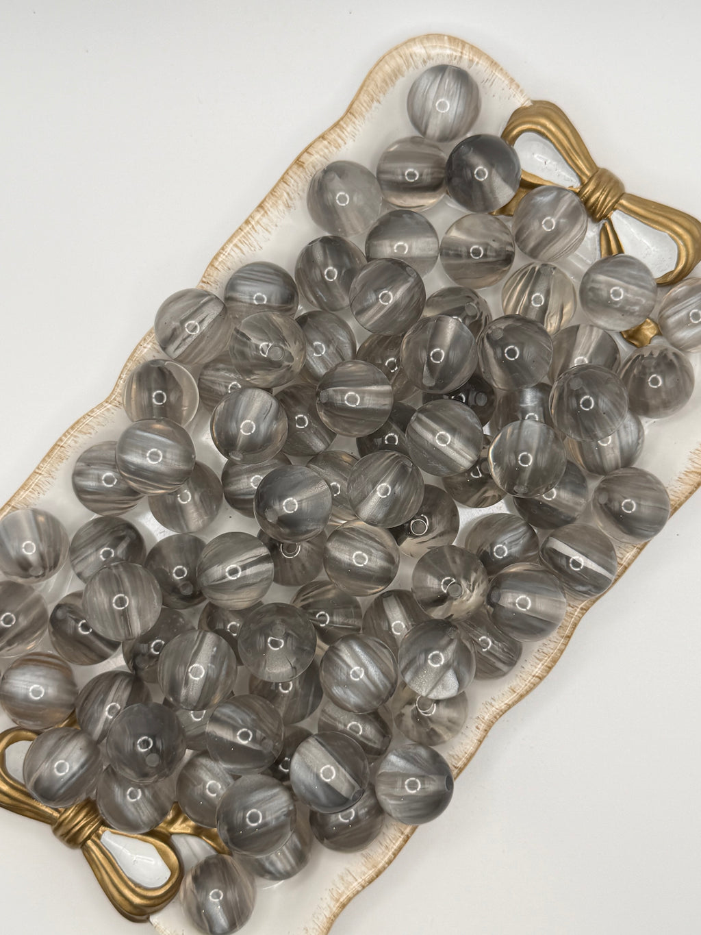 Silver Stripe 16mm Beads