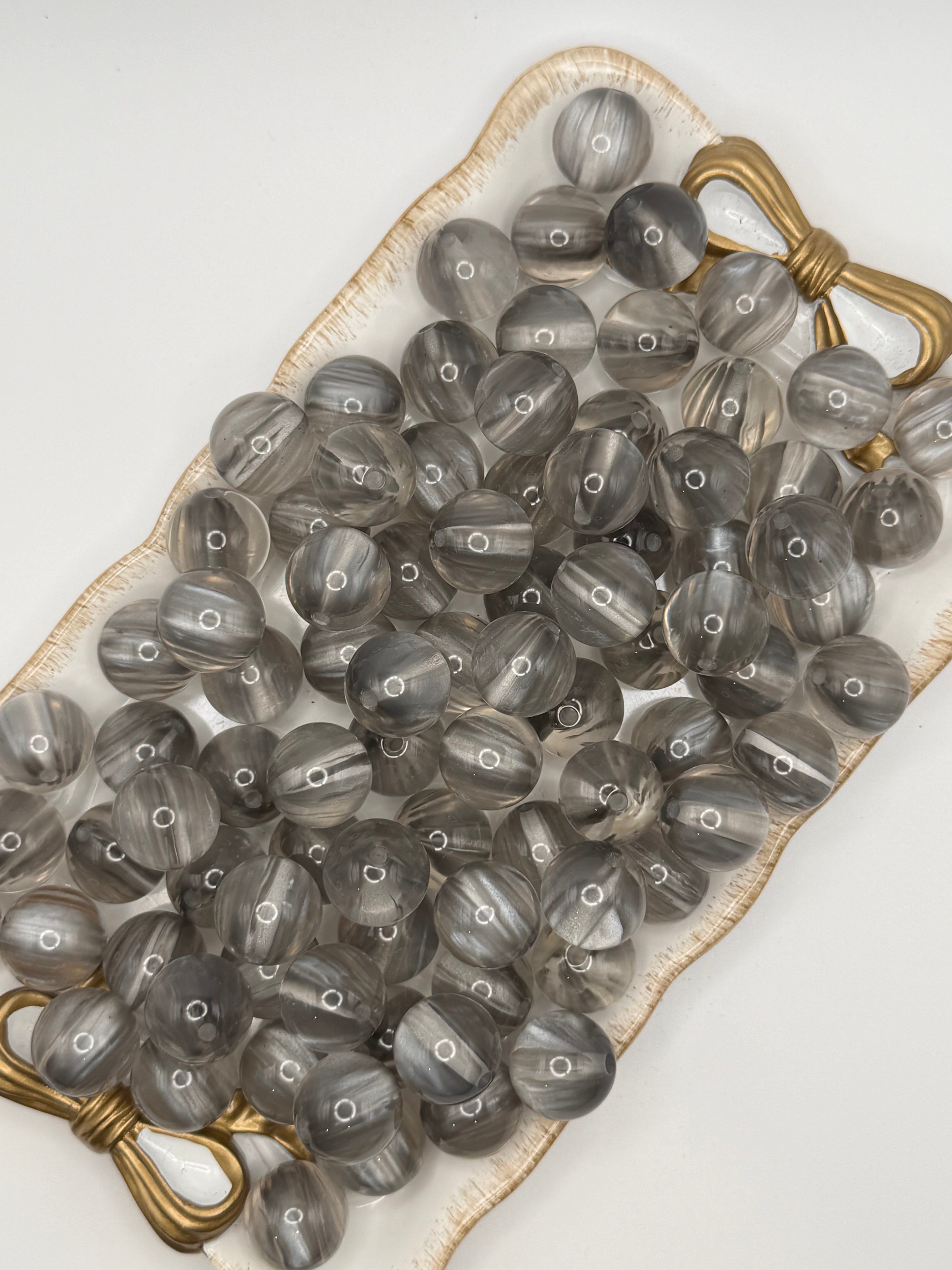 Silver Stripe 16mm Beads