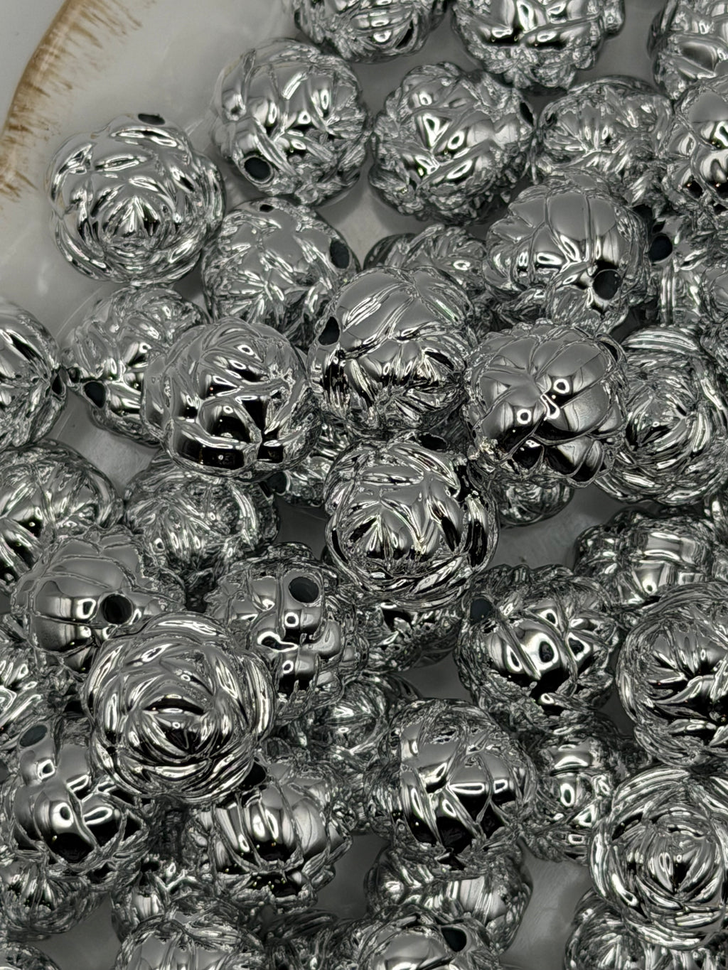 Silver Metallic Floral Spacer
