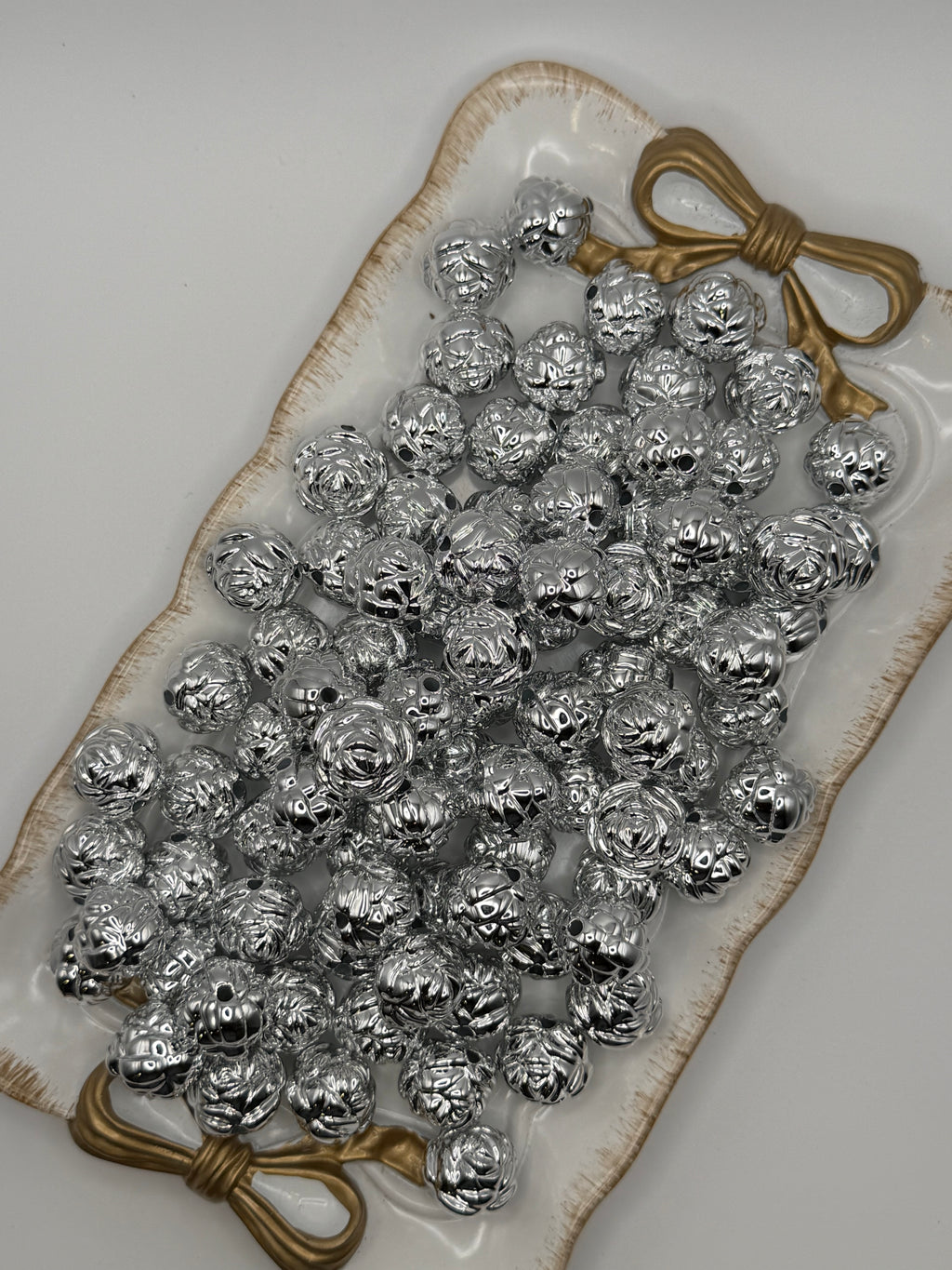 Silver Metallic Floral Spacer