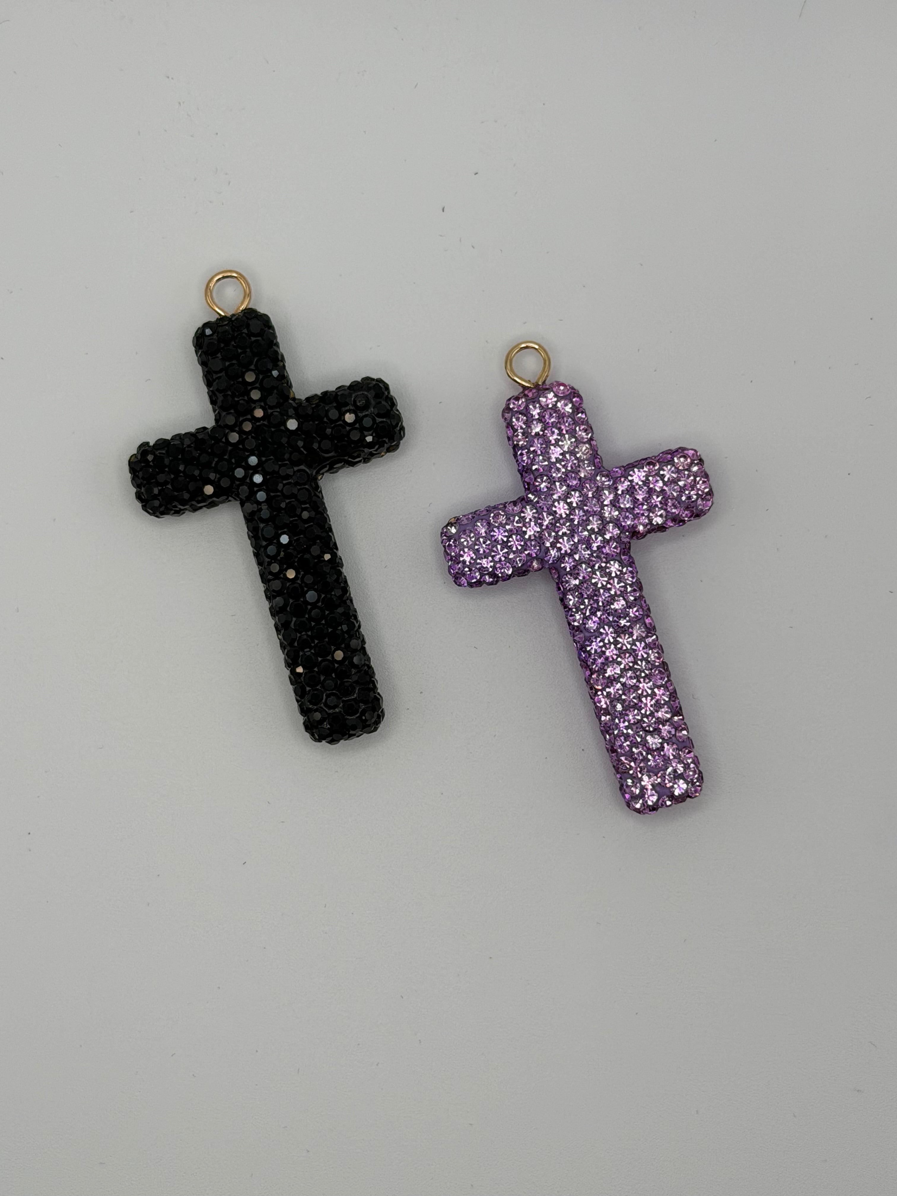 Cross Clay Rhinestone Pendant