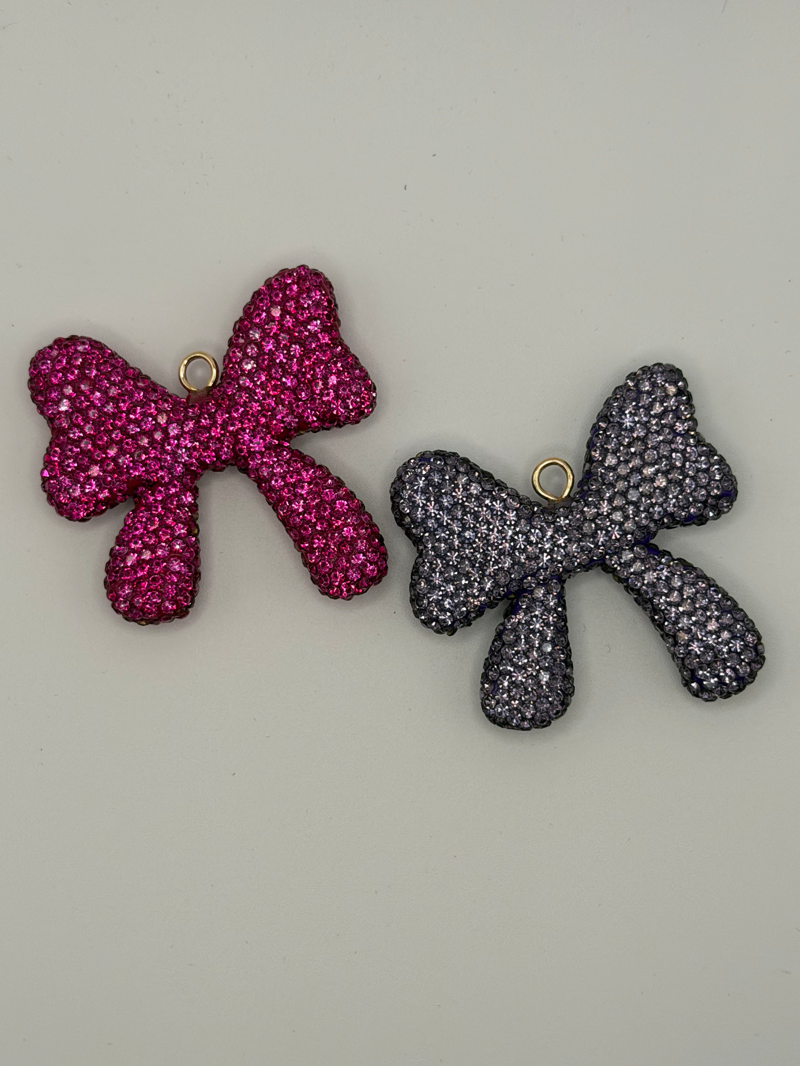 Bow Clay Rhinestone Pendant